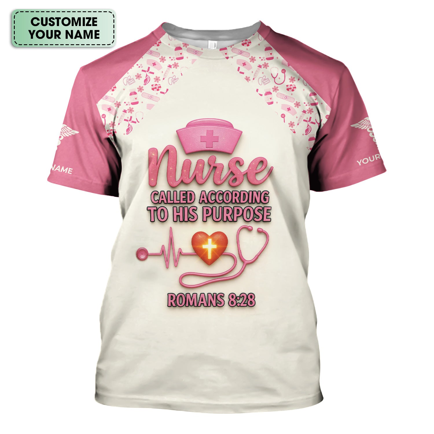 Personalized Faith Nurse T-Shirt - Called According To His Purpose Quote - Religious Gift for RN LPN Healthcare Workers