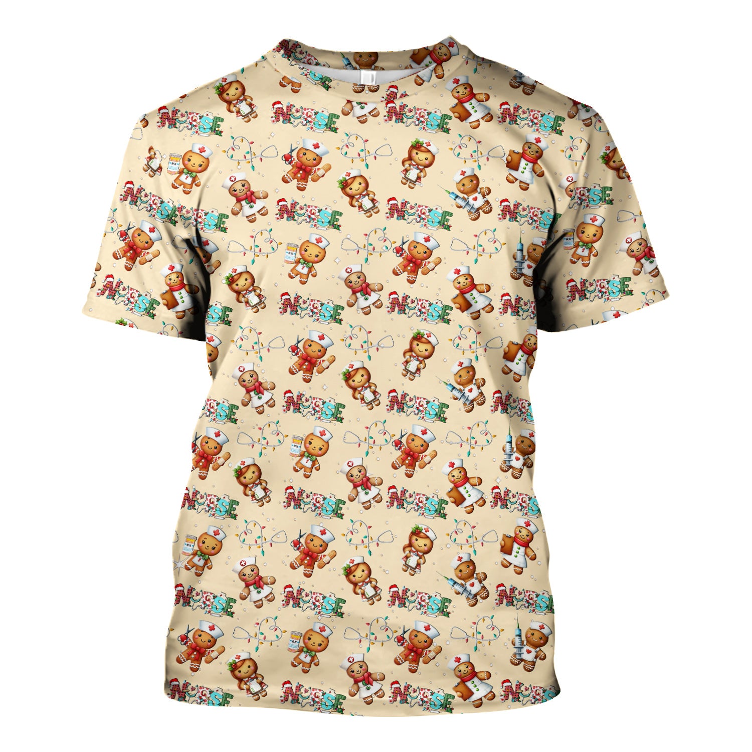 Gingerbread Cookie Christmas Scrub Top - Funny Holiday Nurse Shirt - Cute Medical Uniform for RN CNA LPN LVN EN