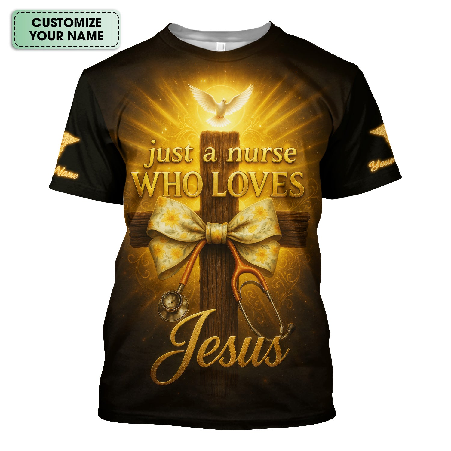 Christian Nurse Shirt Just a Nurse Who Loves Jesus - Faith Scrub Uniform Gift - Personalized Religious Tee for Women RN CNA
