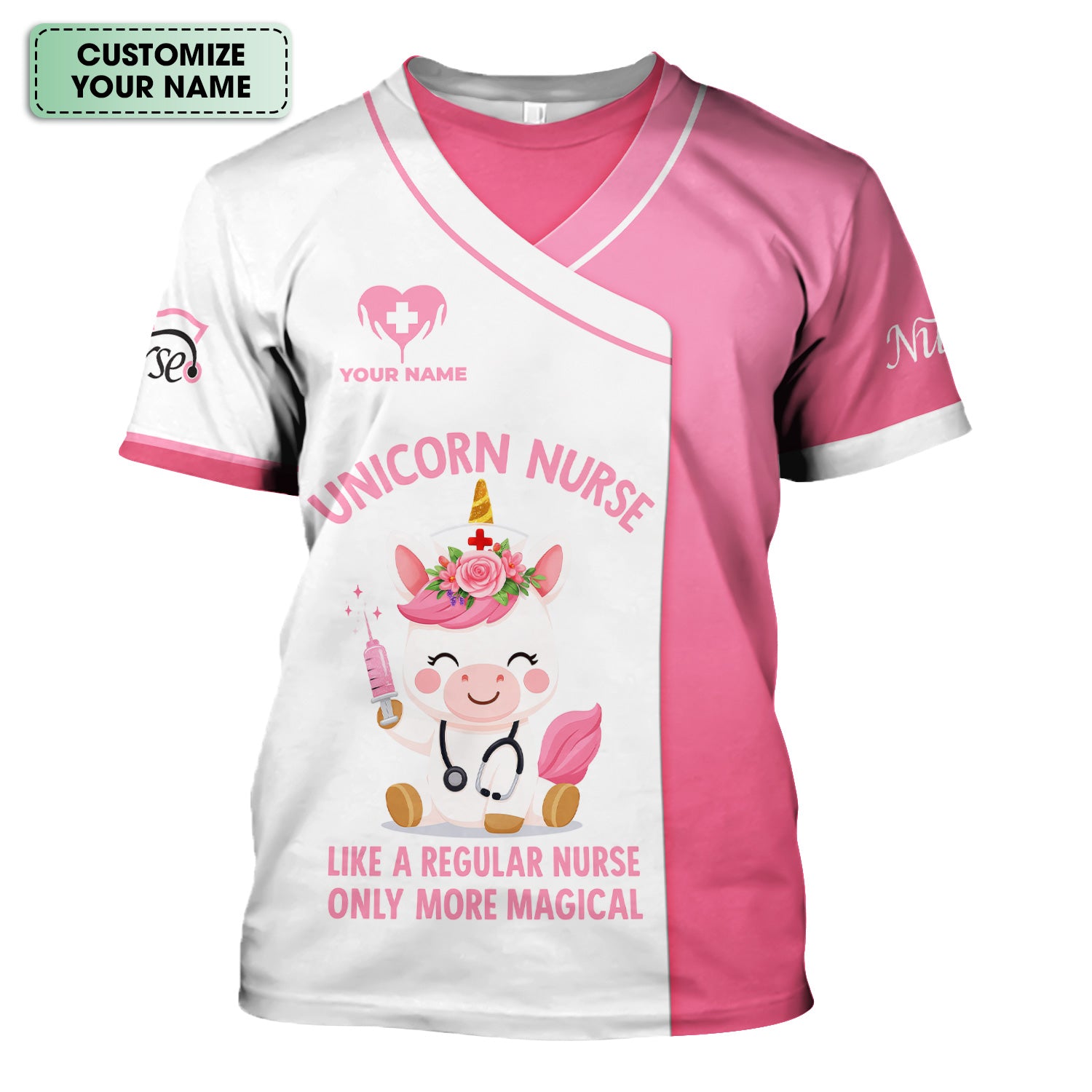 Personalized Unicorn Nurse Shirt - More Magical Funny Nurse Quote - Custom Name Gift for RN CNA LPN