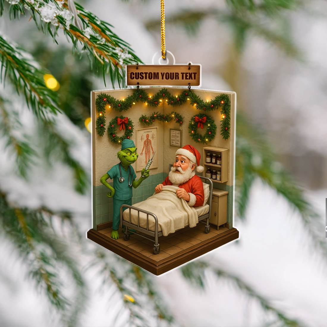Custom Nurse Ornament Christmas Tree, Funny RN CNA LPN Gift for Women, Nurse Holiday Decoration