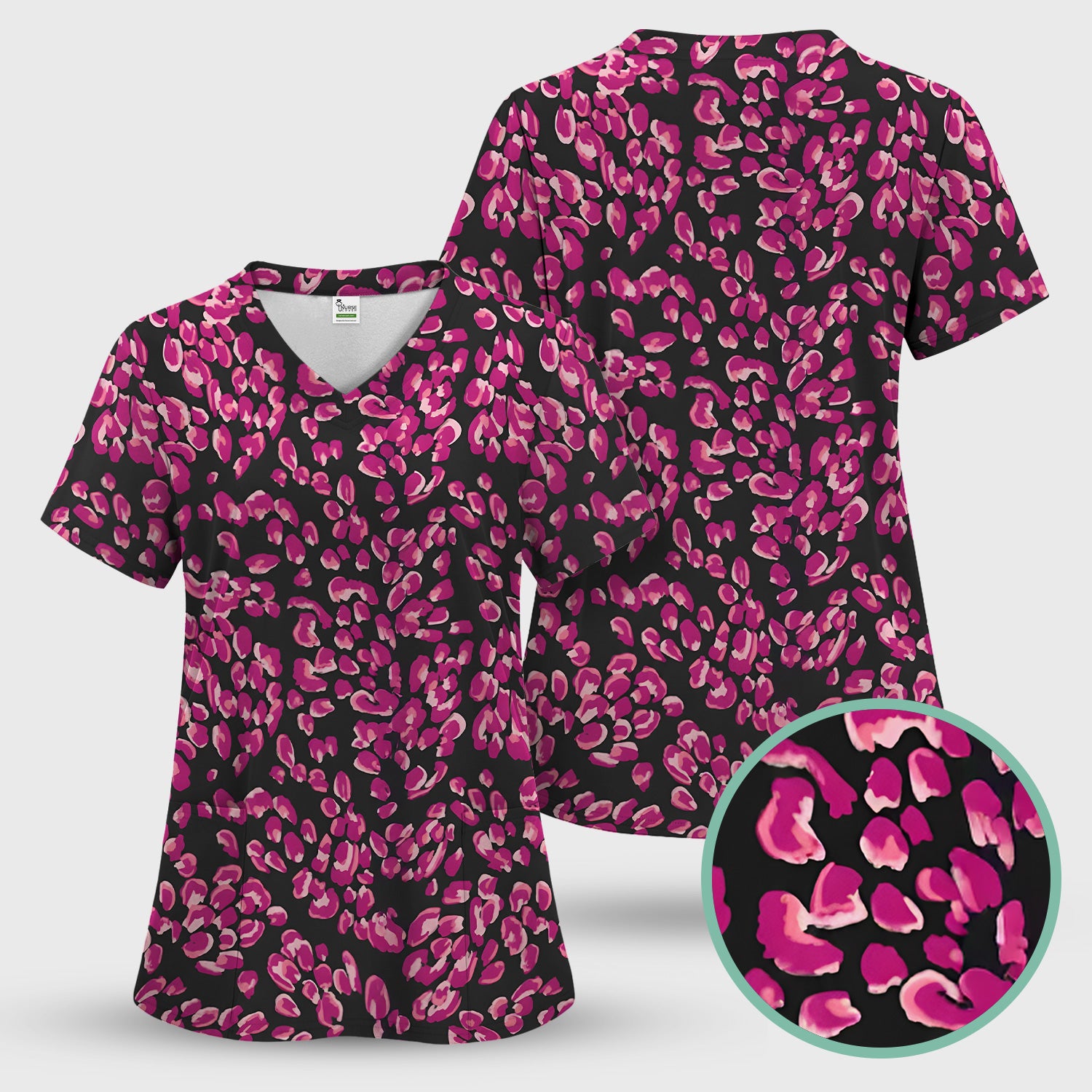 Falling Pink Rose Petals All Over Print Scrub Top, Comfortable Scrubs for Nurses