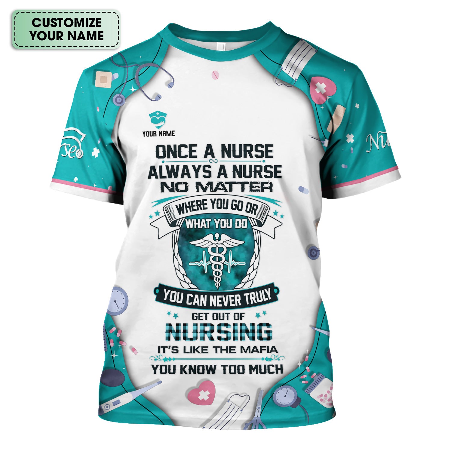 Personalized Once A Nurse Quote Medical Tools Scrub Top, Comfortable Scrubs for Nurses