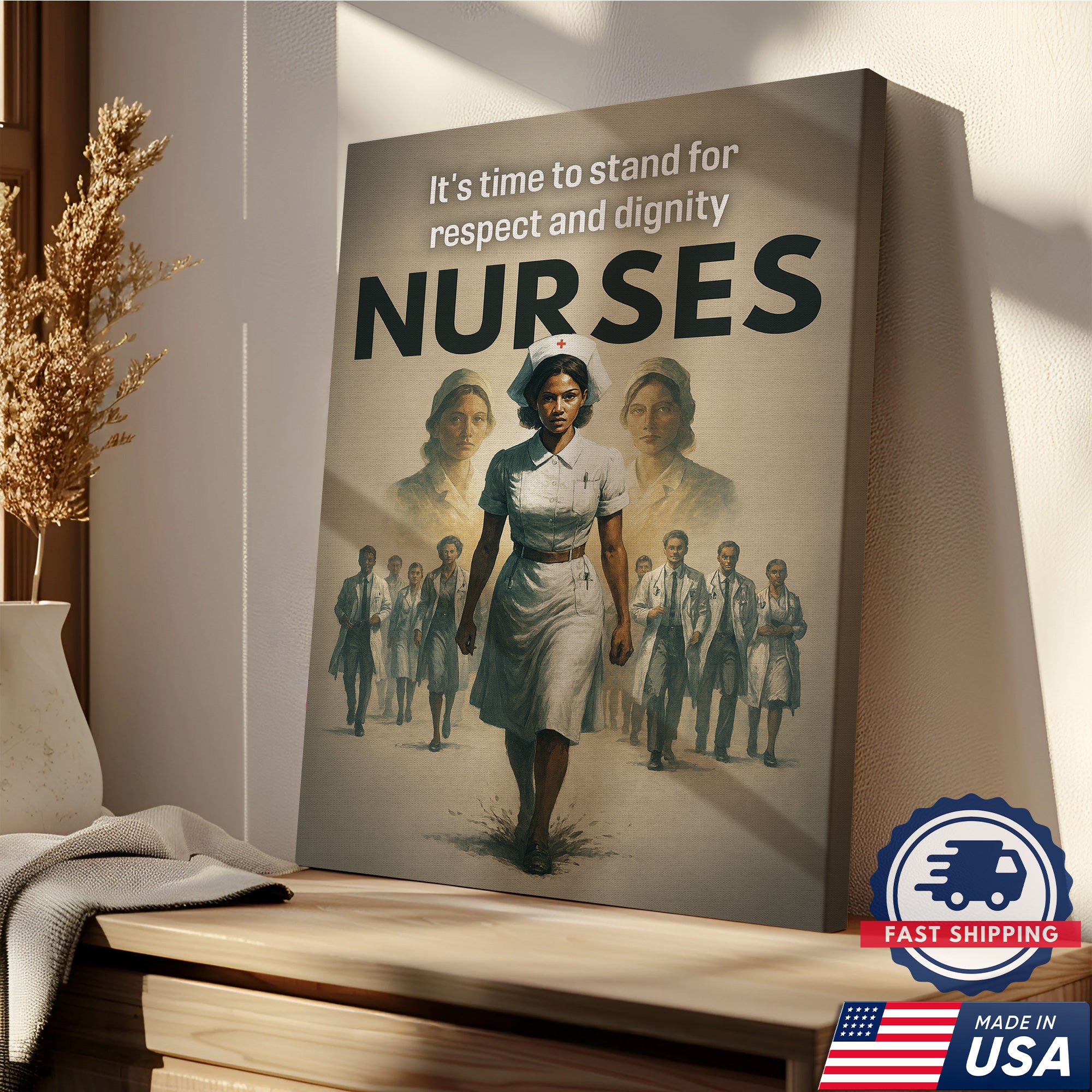 Nurses Respect & Dignity Apparel Canvas, Empowering Nurse Wall Decor, Healthcare Worker Appreciation Gift