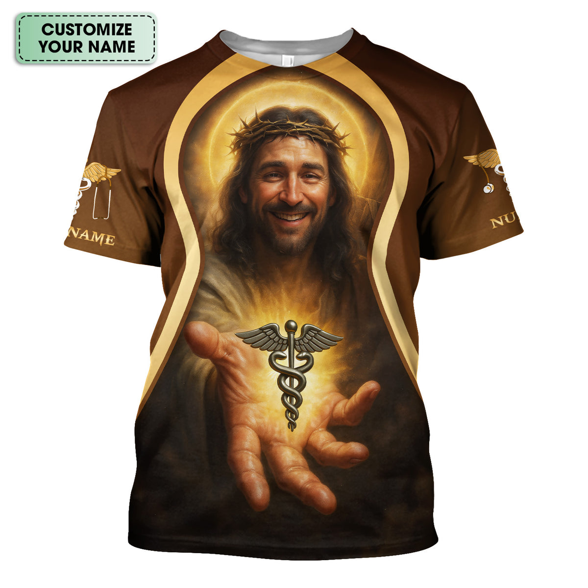 Personalized Religious Jesus Nurse Scrub Shirt for Women - Lending My Hand Faith Quote with Medical Cross - Custom Name Gift for RN CNA LPN