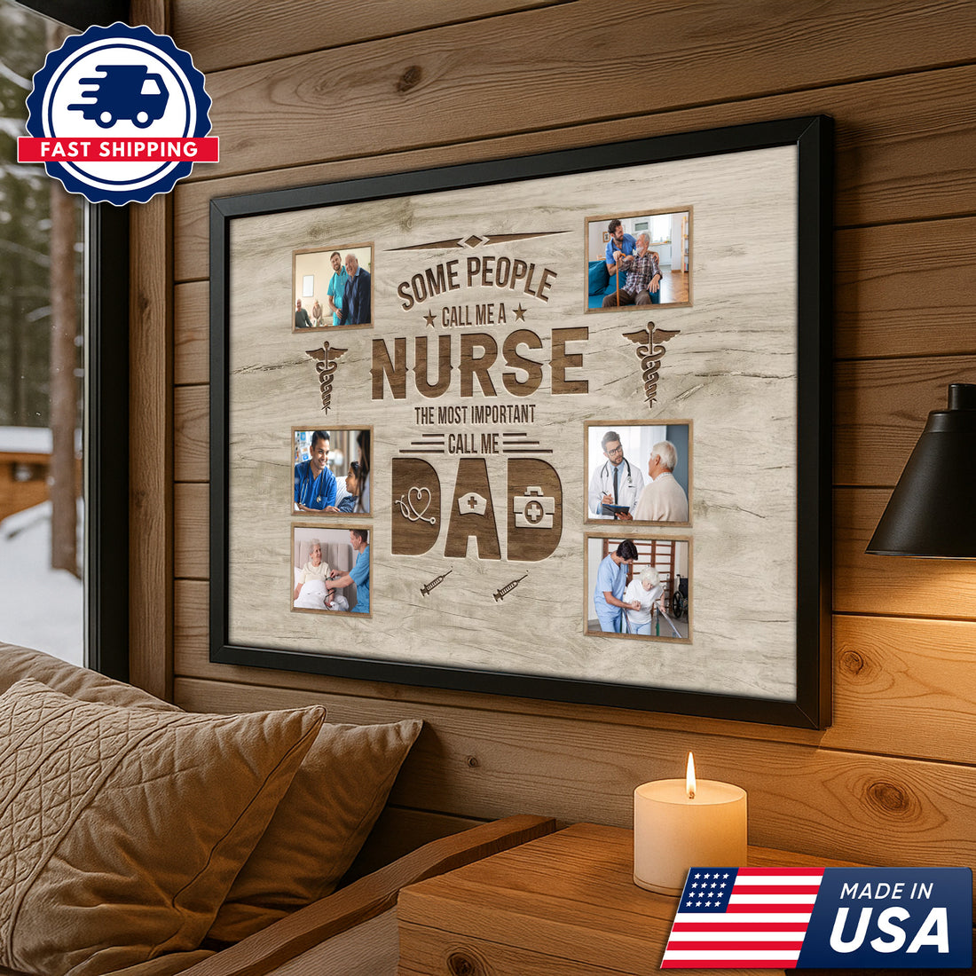 Nurse Mom Dad Canvas Wall Art, Inspirational Gift for Healthcare Workers, Family Tribute Home Decor