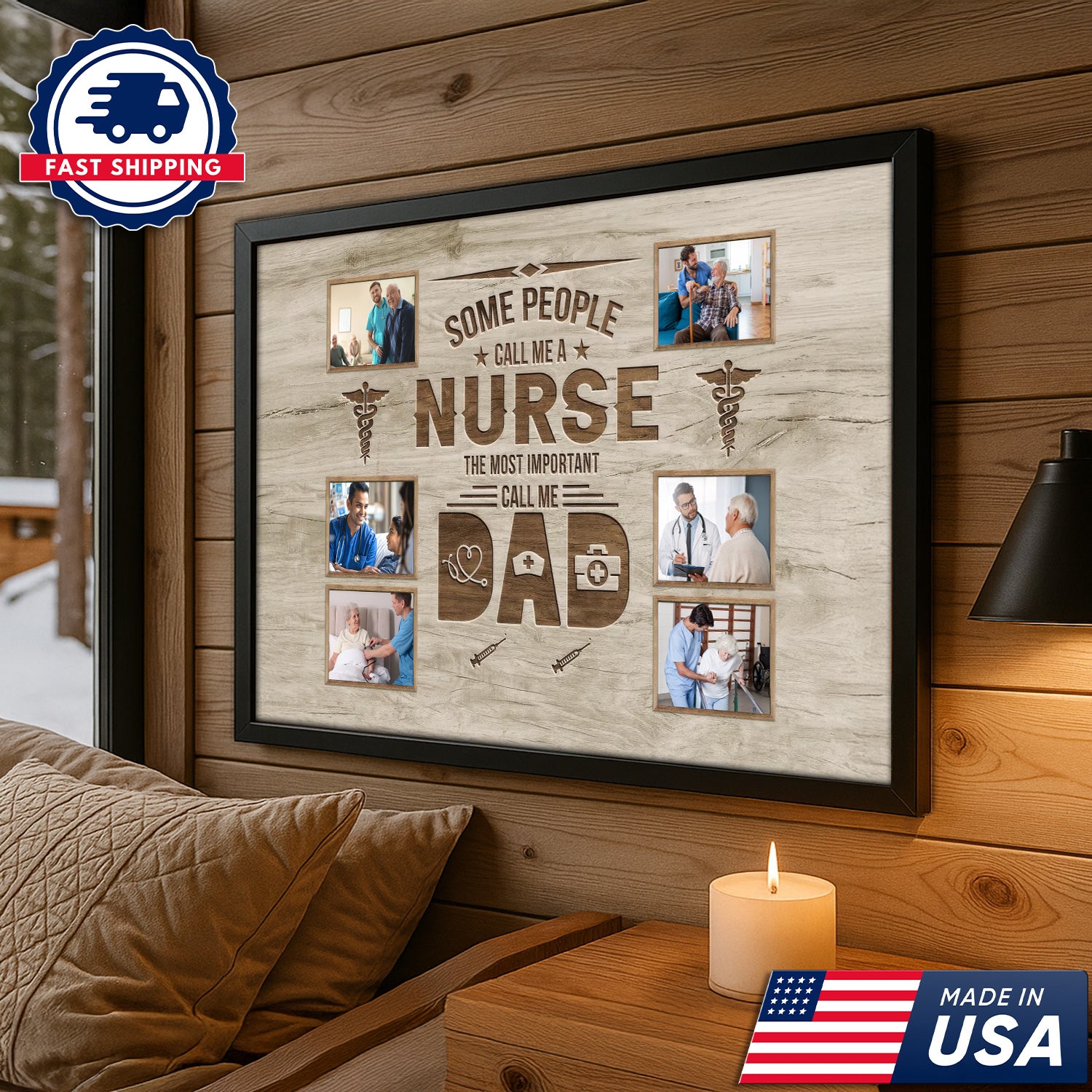 Nurse Mom Dad Canvas Wall Art, Inspirational Gift for Healthcare Workers, Family Tribute Home Decor
