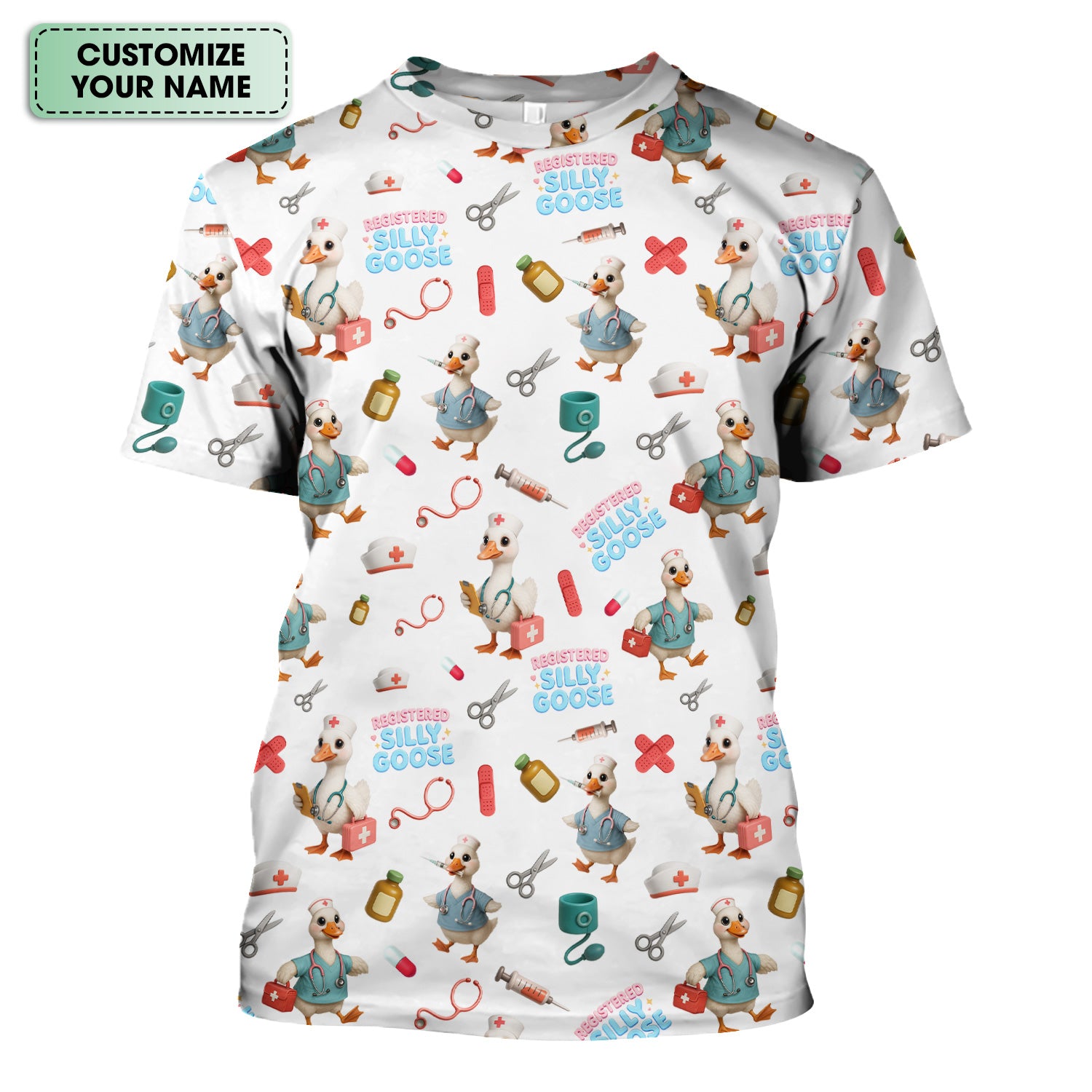 Funny Goose Nurse Scrubs for Women - Registered Silly Goose Top - Cute Medical Uniform for RN CNA LPN