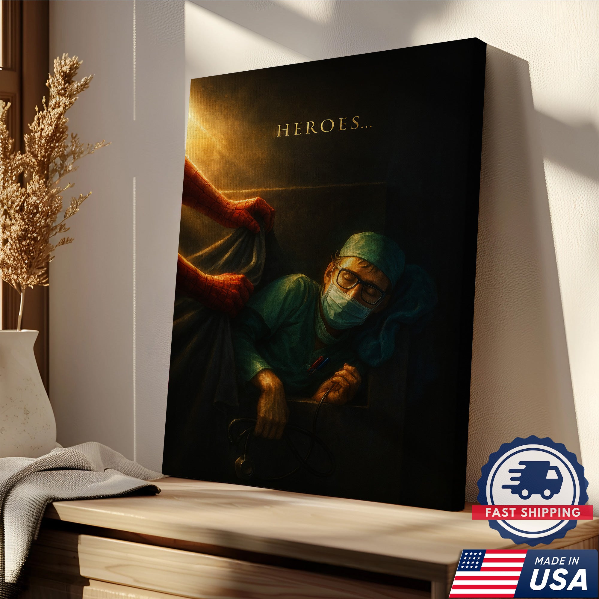 Heroes Is Nurse Canvas, Funny Medical Gift for RN LPN CNA Healthcare Workers