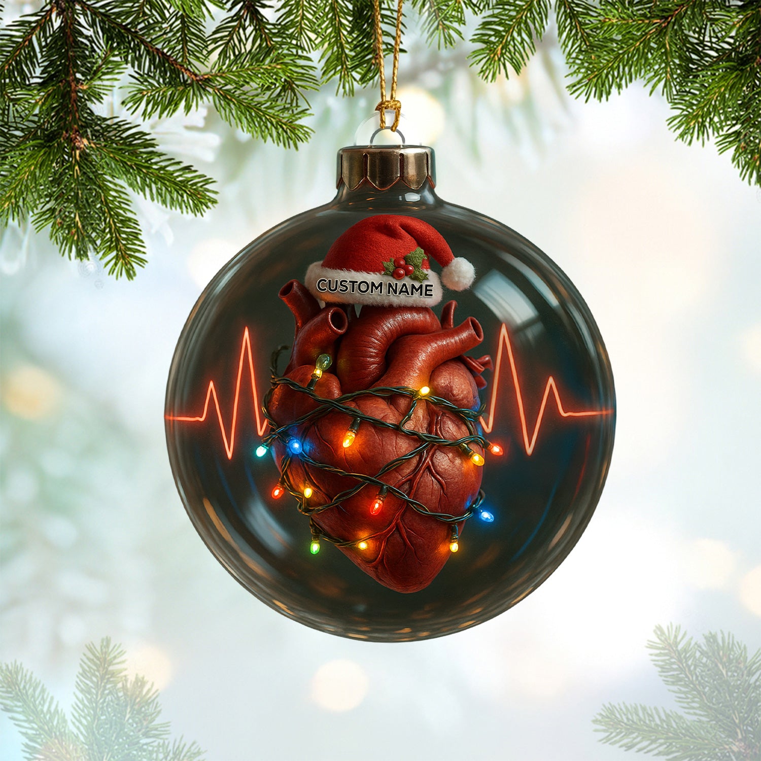 Personalized Anatomical Heart Christmas Ornament, Custom Name Medical Heart Ornament, Nurse Doctor Heartbeat Tree Decor, Medical Christmas Gift