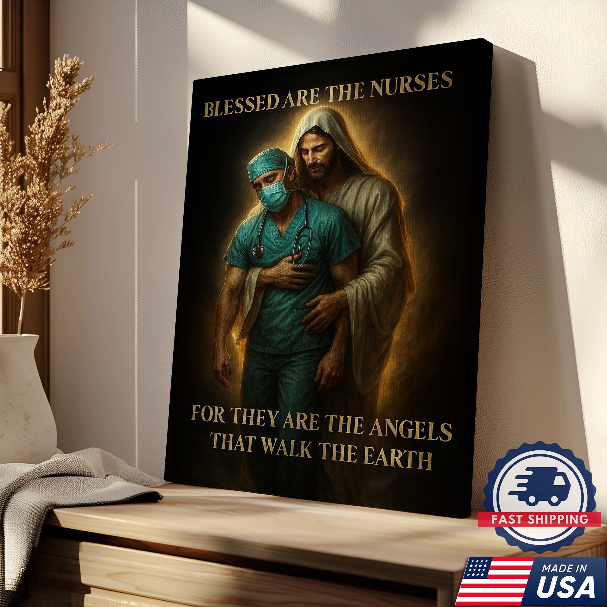 Blessed Are The Nurses Canvas, Jesus Blessed Nurses, Gift for RN LPN CNA