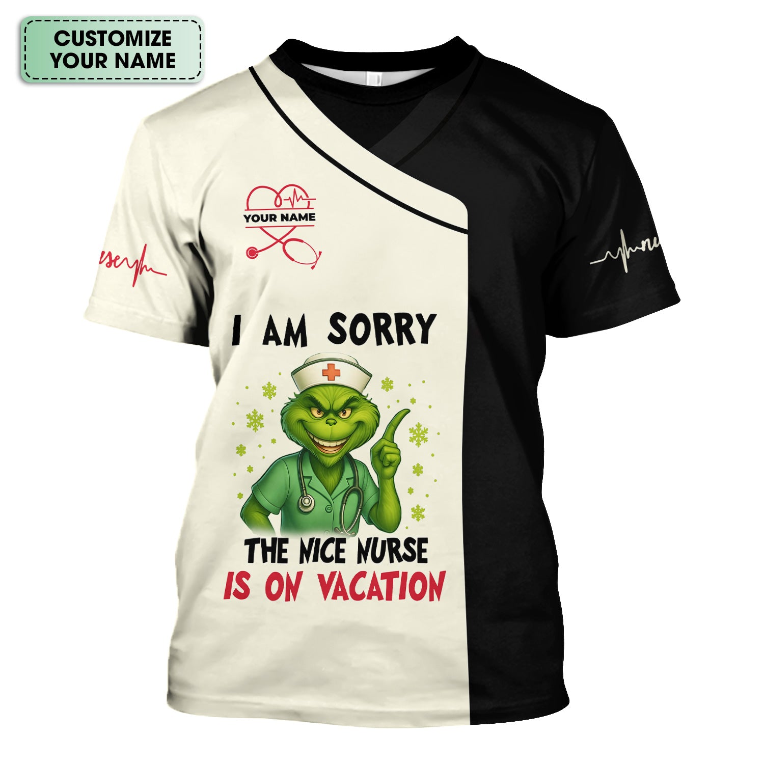 Personalized Funny Nurse Christmas Shirt - The Nice Nurse Is On Vacation Sarcastic Quote - Gift for RN LPN CNA