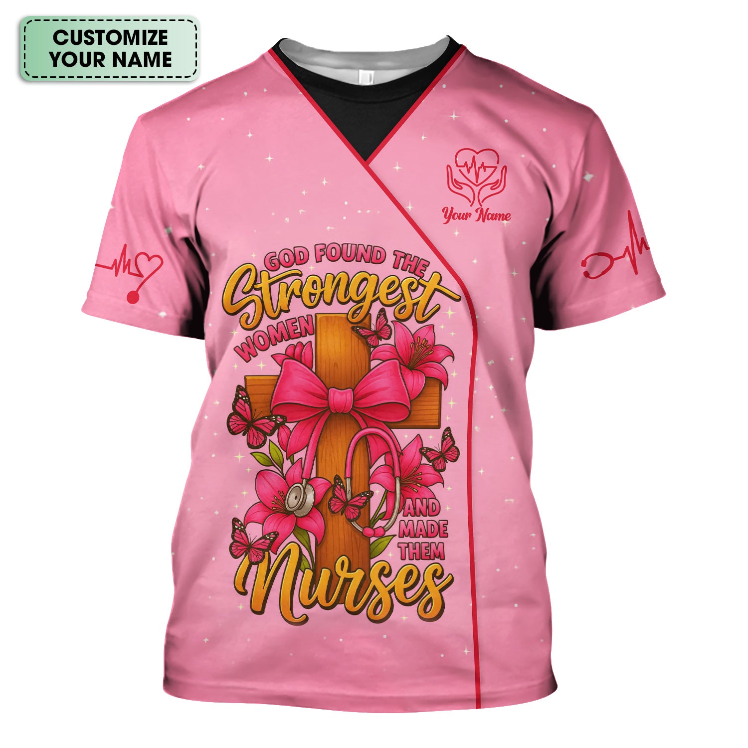 Personalized Christian Nurse T-Shirt - Strongest Women Made Nurses Design - Gift for Women RN LPN & Healthcare Workers