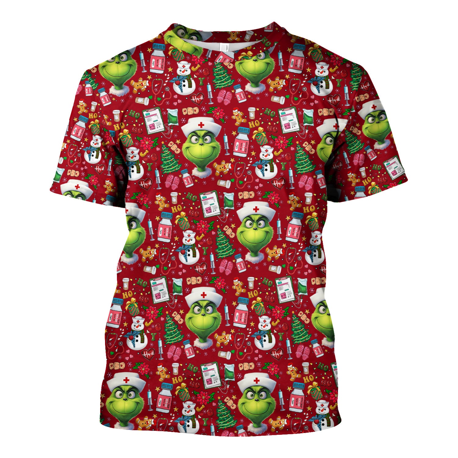 Funny Christmas Scrub Top for Nurses - Grinch Nurse Shirt Holiday Medical Gift - RN LPN CNA Gift