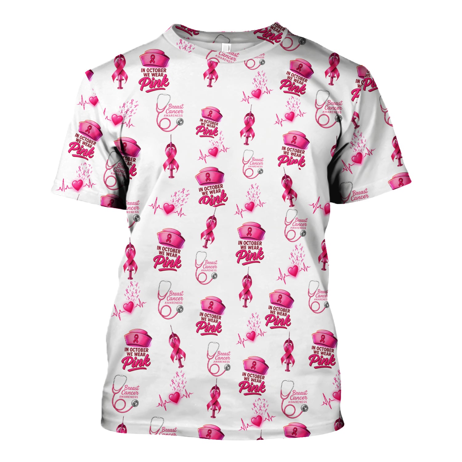 Breast Cancer Awareness Nurse Shirt - Supportive Nurse October Graphic Tee - Gift for RN LPN Healthcare Workers