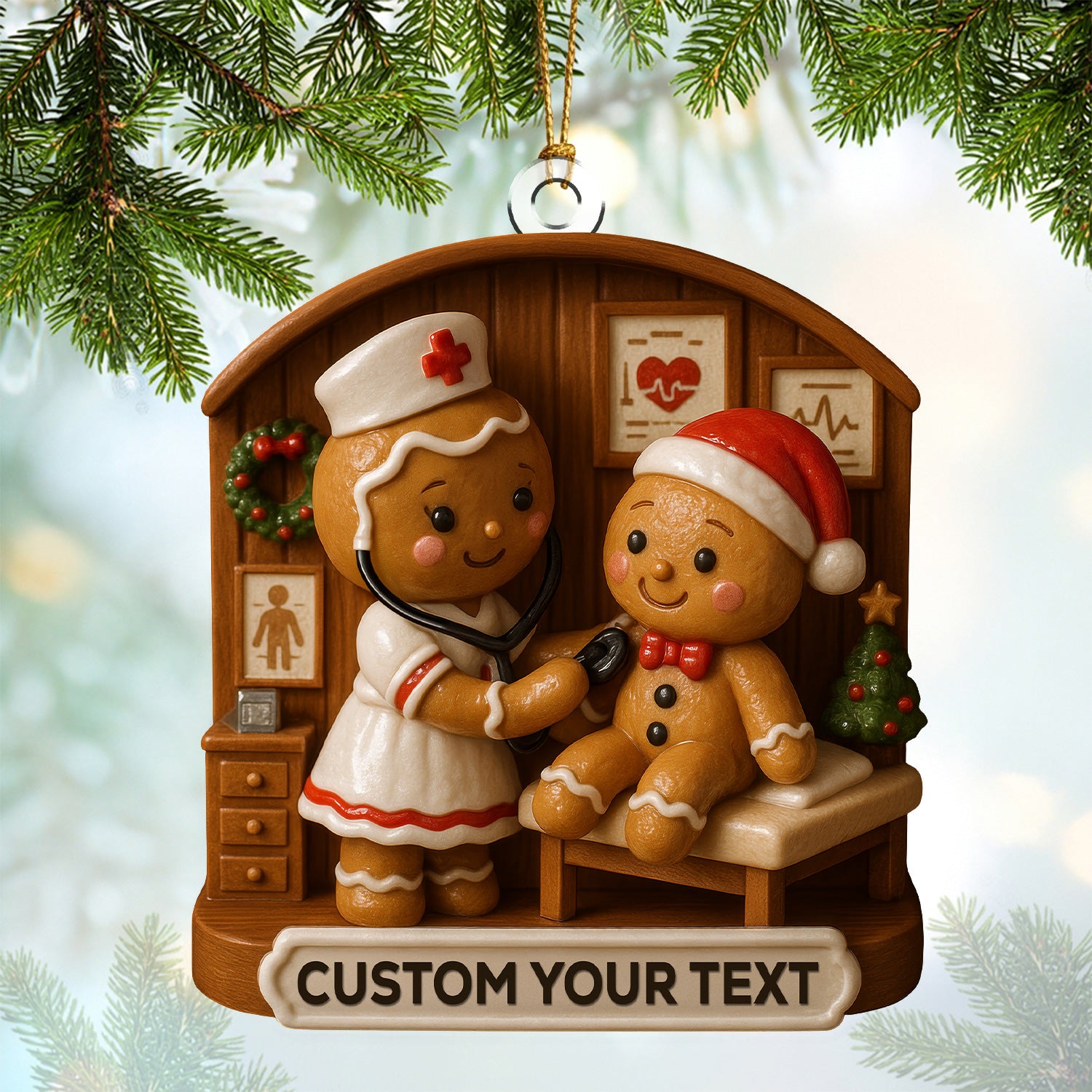 Personalized Gingerbread Nurse Christmas Ornament , Nursing Ornament With Custom Name, Nurse Xmas RN Gift