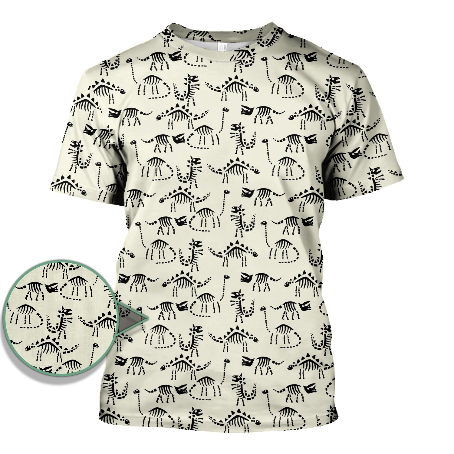 Funny Dinosaur Skeleton Scrub Top - Cute Dino Fossil Pattern Graphic Design - RN LPN CNA Healthcare Workers Gift