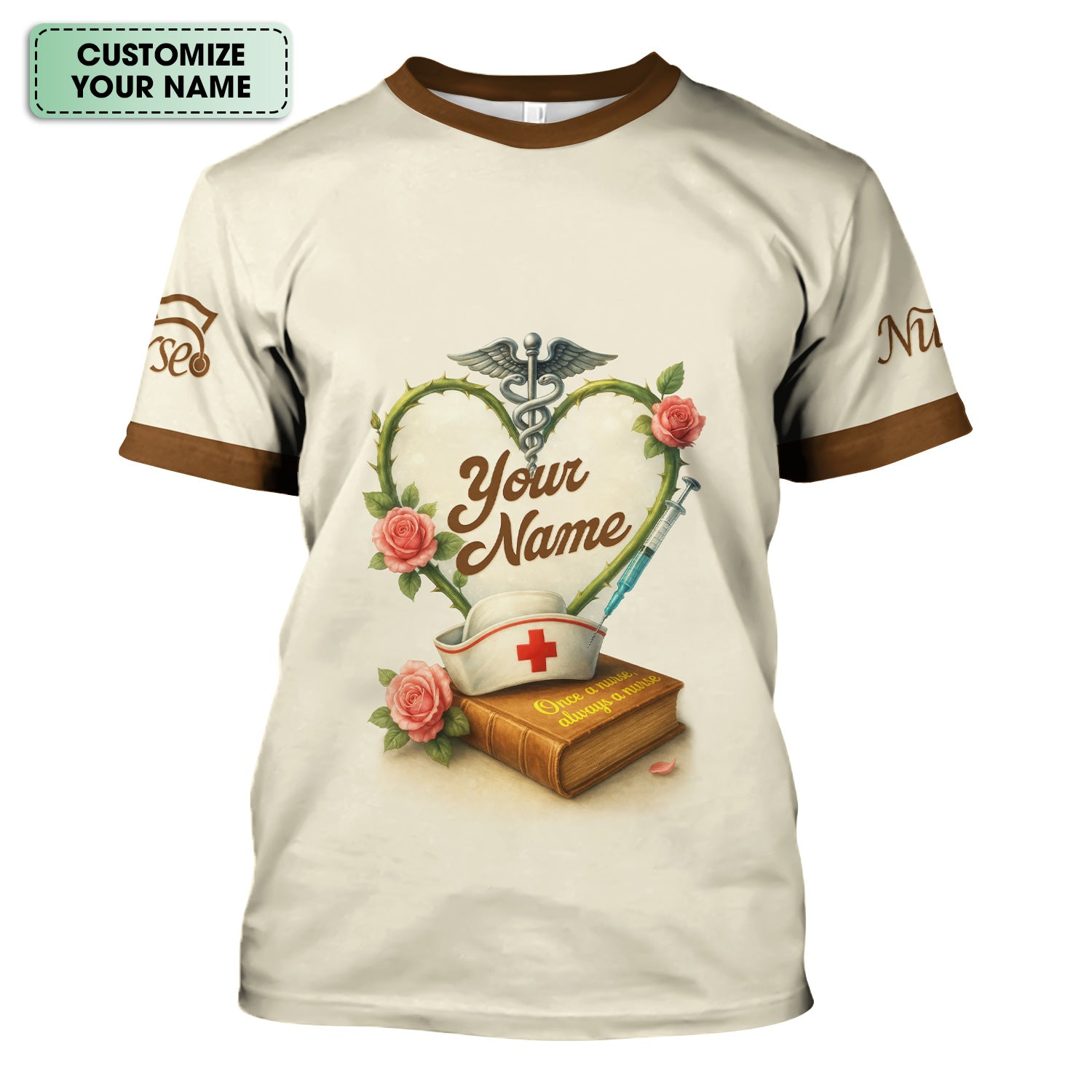 Personalized Nurse Scrubs - Heart & Stethoscope Design - Custom Gift for RN CNA LPN Healthcare Workers