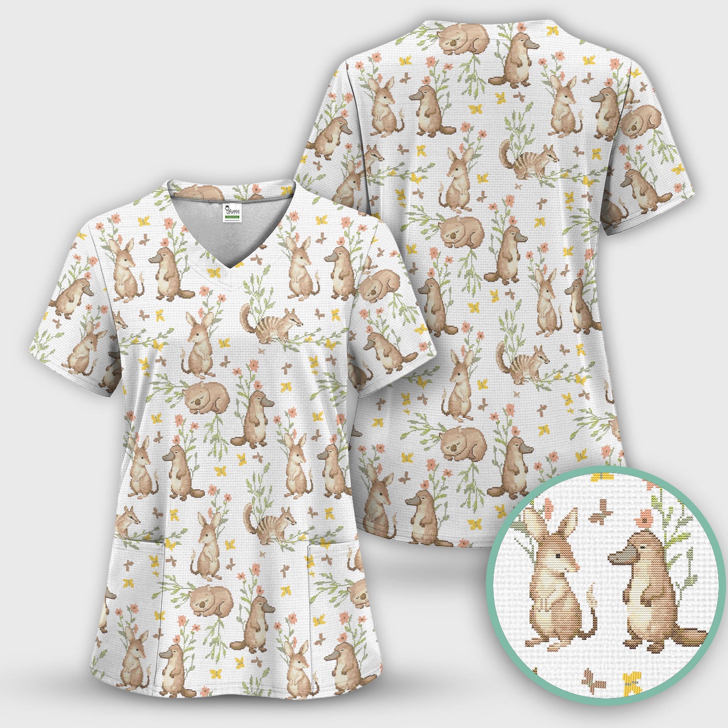 Australian Baby NICU Nurse Scrub Top, Pediatric Nursing Uniform, Comfortable Scrubs For Nurses