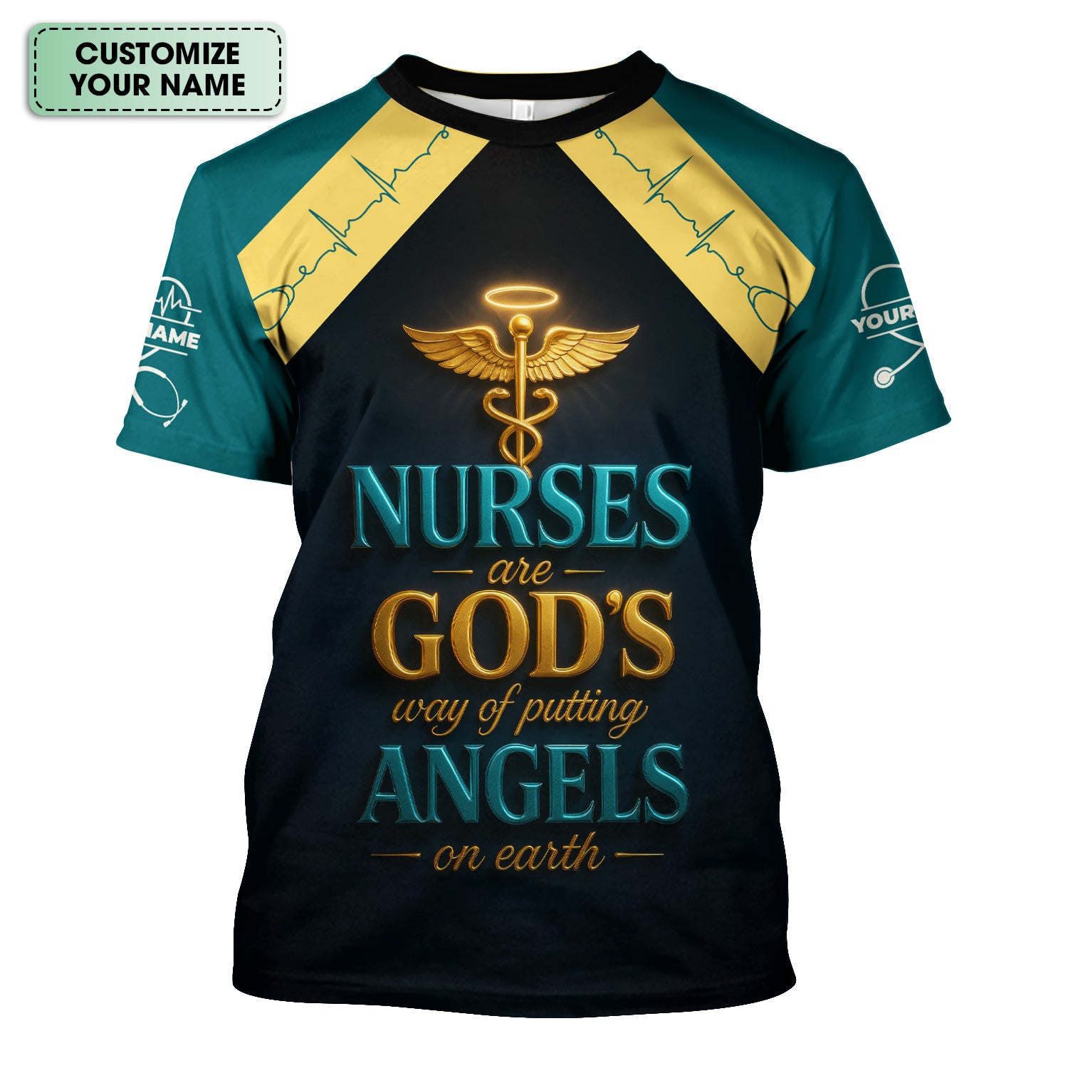 Personalized Christian Nurse Shirt - Nurses Are God's Angels on Earth Quote - Gift for Women RN LPN CNA