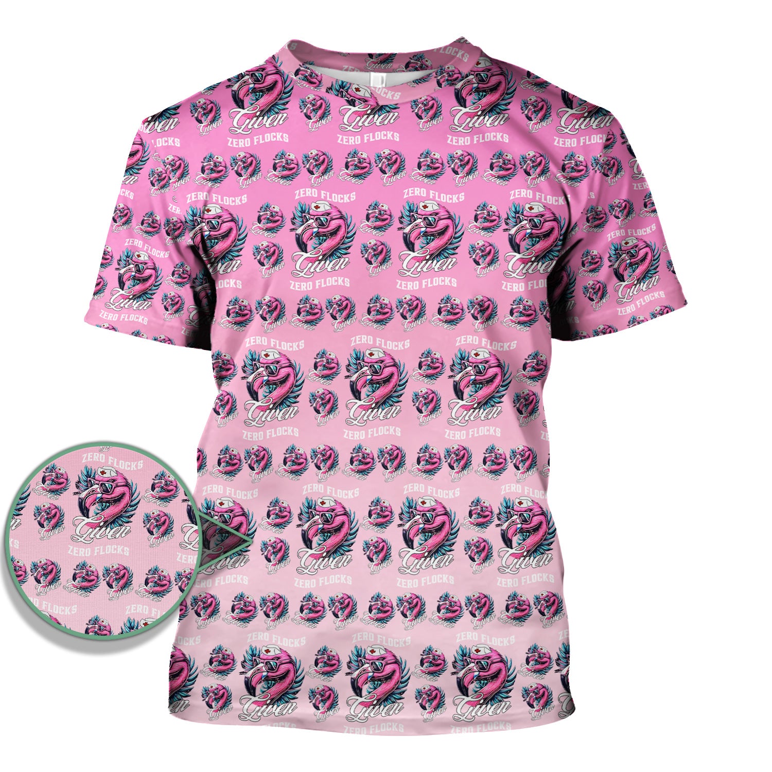 Funny Flamingo Scrub Top - Zero Flocks Given Pink Nurse Shirt - RN LPN CNA Healthcare Workers Gift