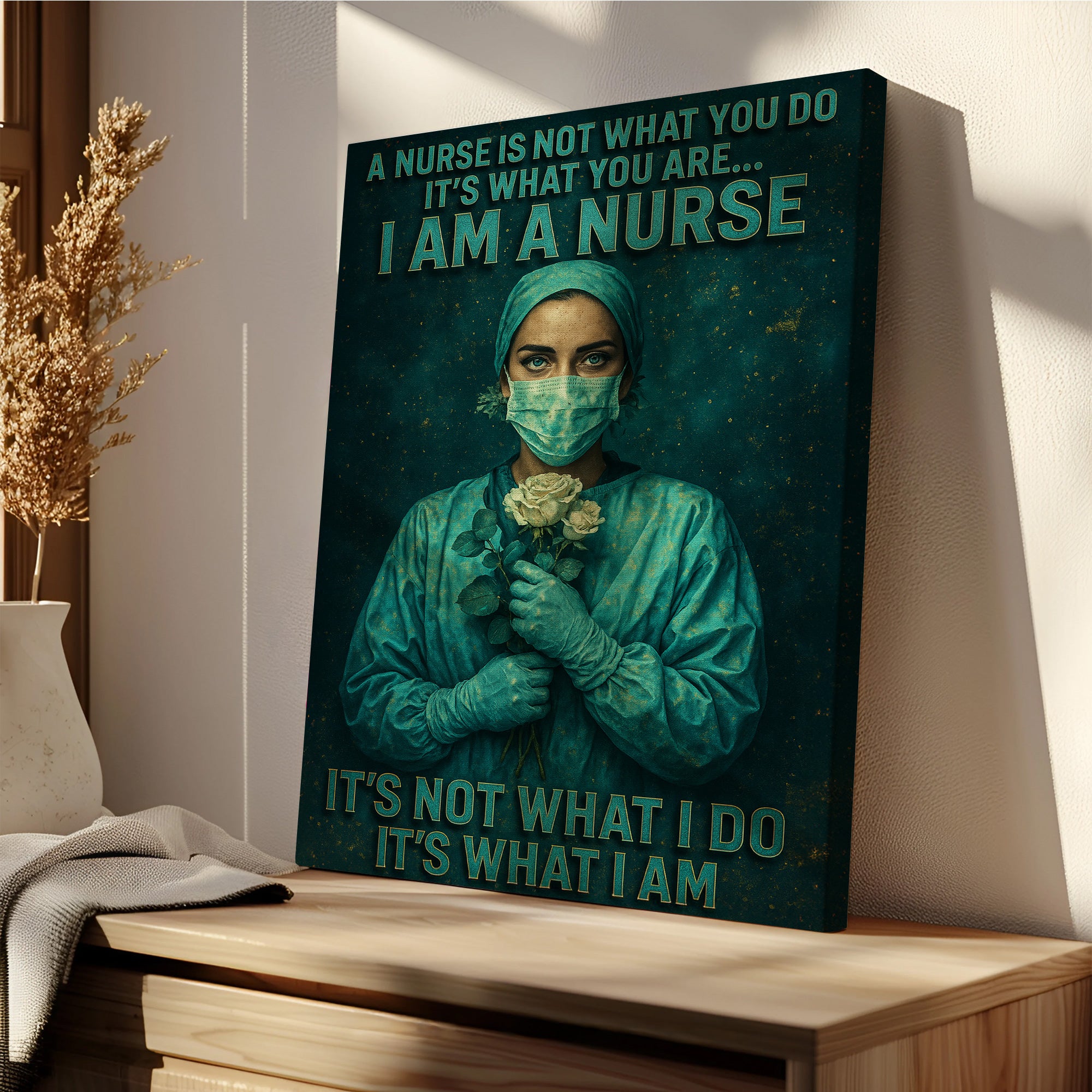 I Am A Nurse Canvas Wall Art, Inspirational Quote Gift for Healthcare Workers, Medical Office Home Decor