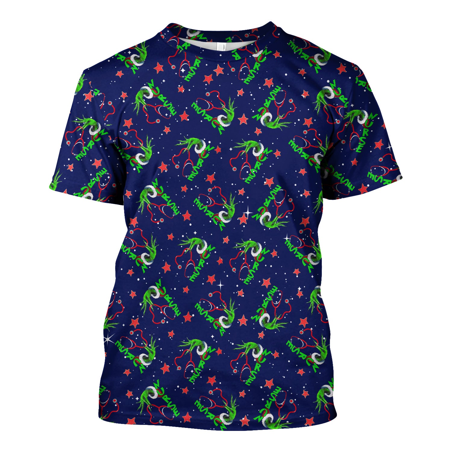 Grinch Nurse Scrub Top - Festive Holiday Uniform for Women - RN LPN CNA Nursing Gift