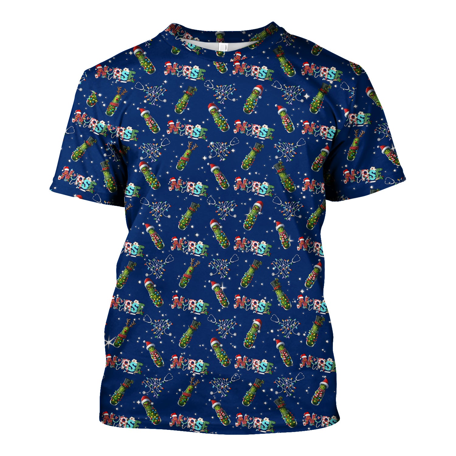 Christmas Pickle Scrub Top - Funny Holiday Medical Uniform - Gift for Nurse RN CNA LPN LVN EN