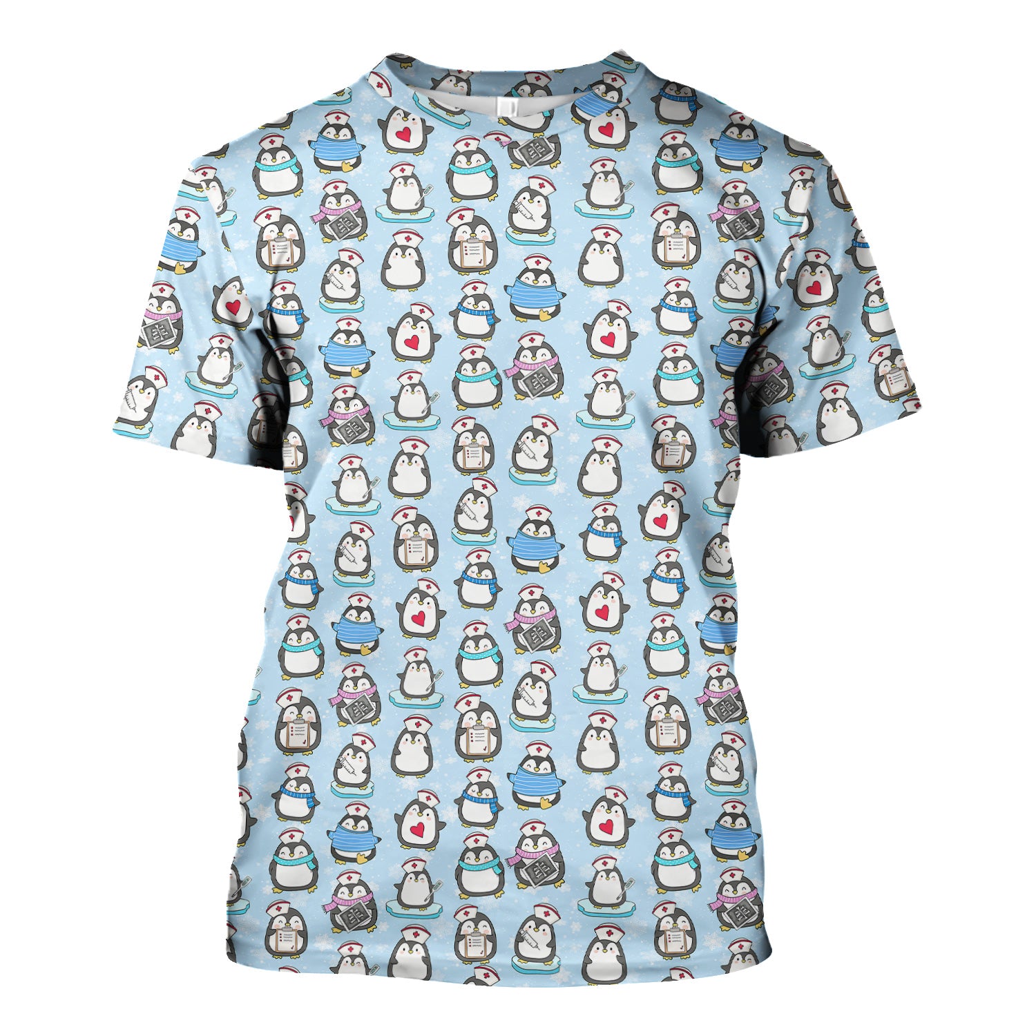 Personalized Funny Christmas Nurse Shirt - Cute Penguin with Syringe Graphic Tee - Gift for RN LPN CNA