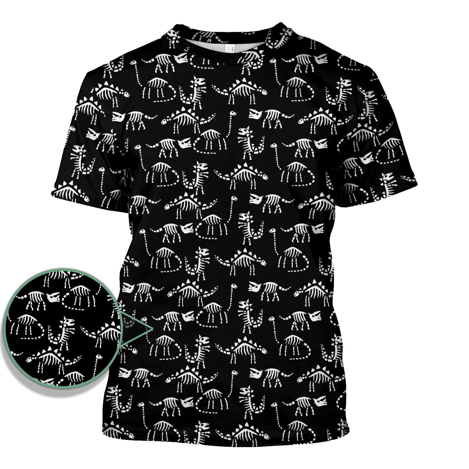 Funny Dinosaur Skeleton Scrub Top - Cute Dino Fossil Pattern Graphic Design - RN LPN CNA Healthcare Workers Gift