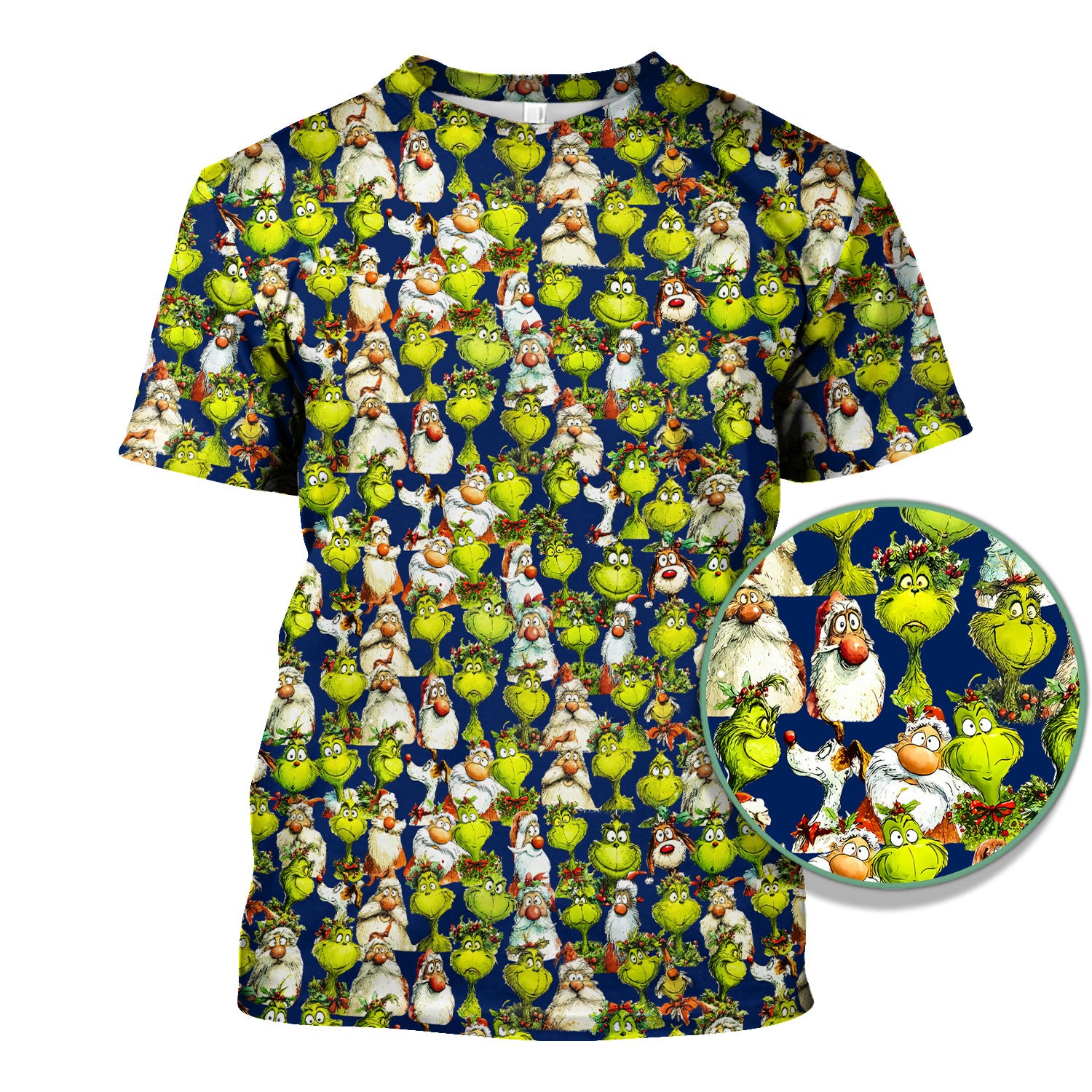 Funny Grinch Nurse Scrub Top Multi Color - Cartoon Characters Scrub Shirt - Cute Christmas Nursing Workwear with Pockets