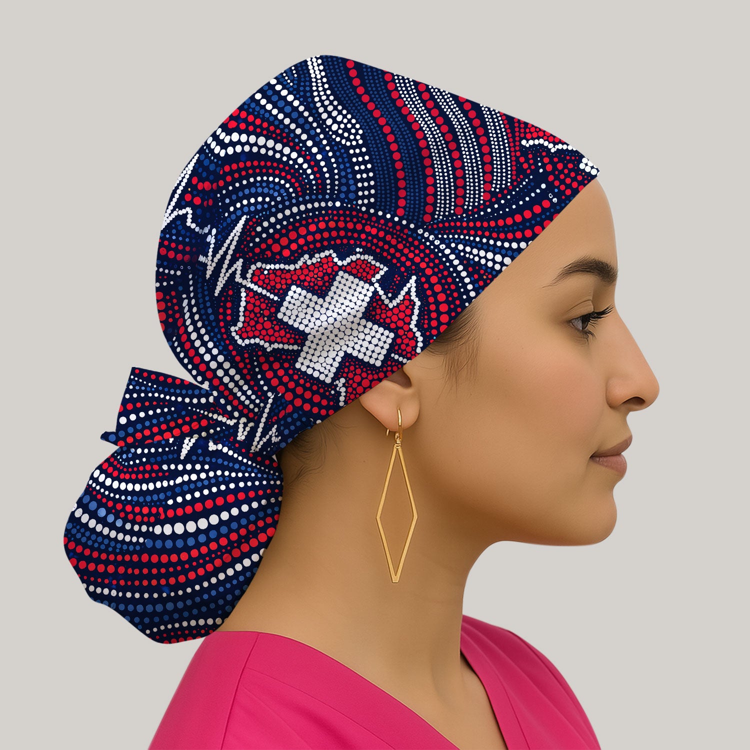 Dot Art Medical Cross Heartbeat Print Scrub Cap, Bouffant Scrub Caps for Women