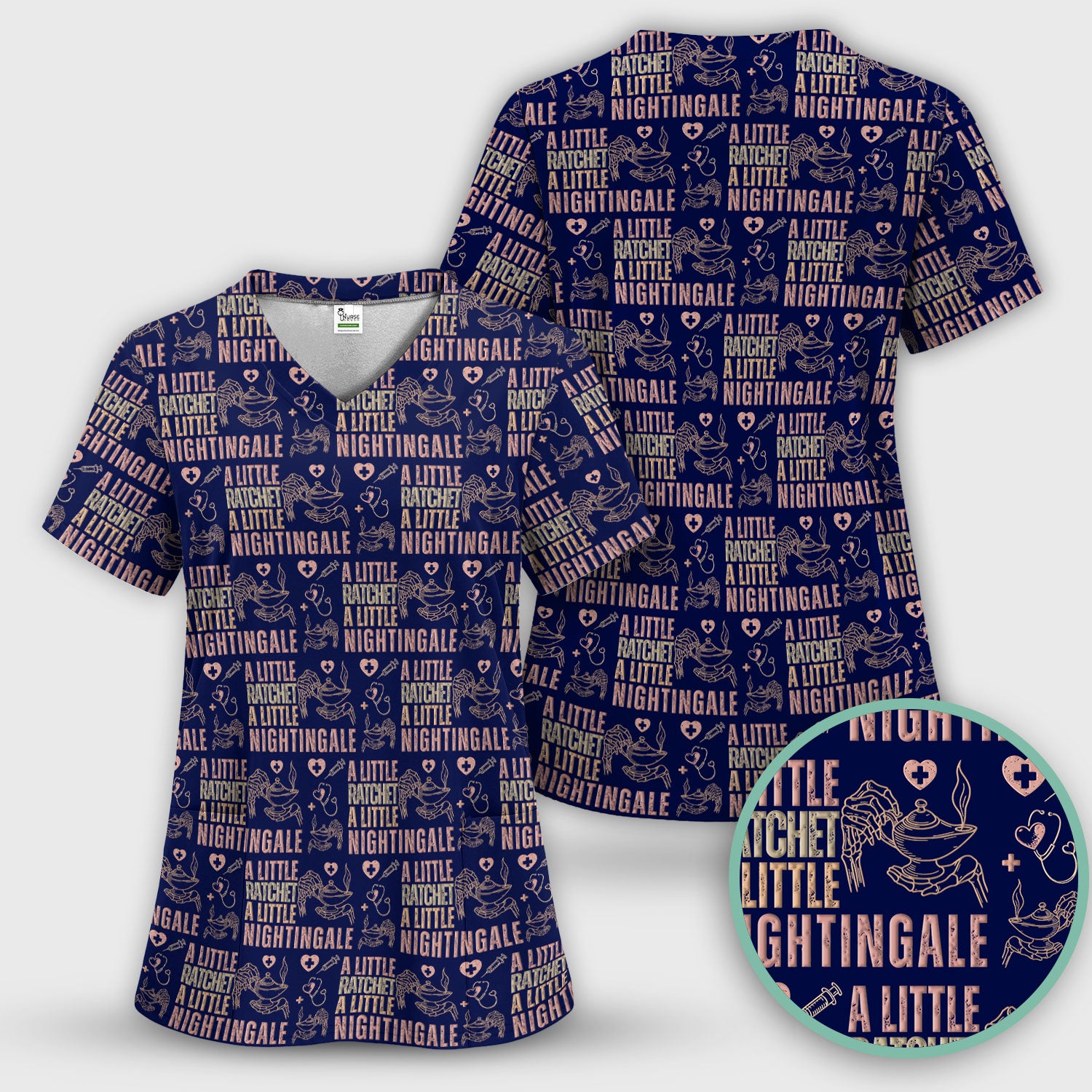 A Little Ratchet A Little Nightingale Nurse Scrub Top, Breathable Fabrics Nursing Uniform