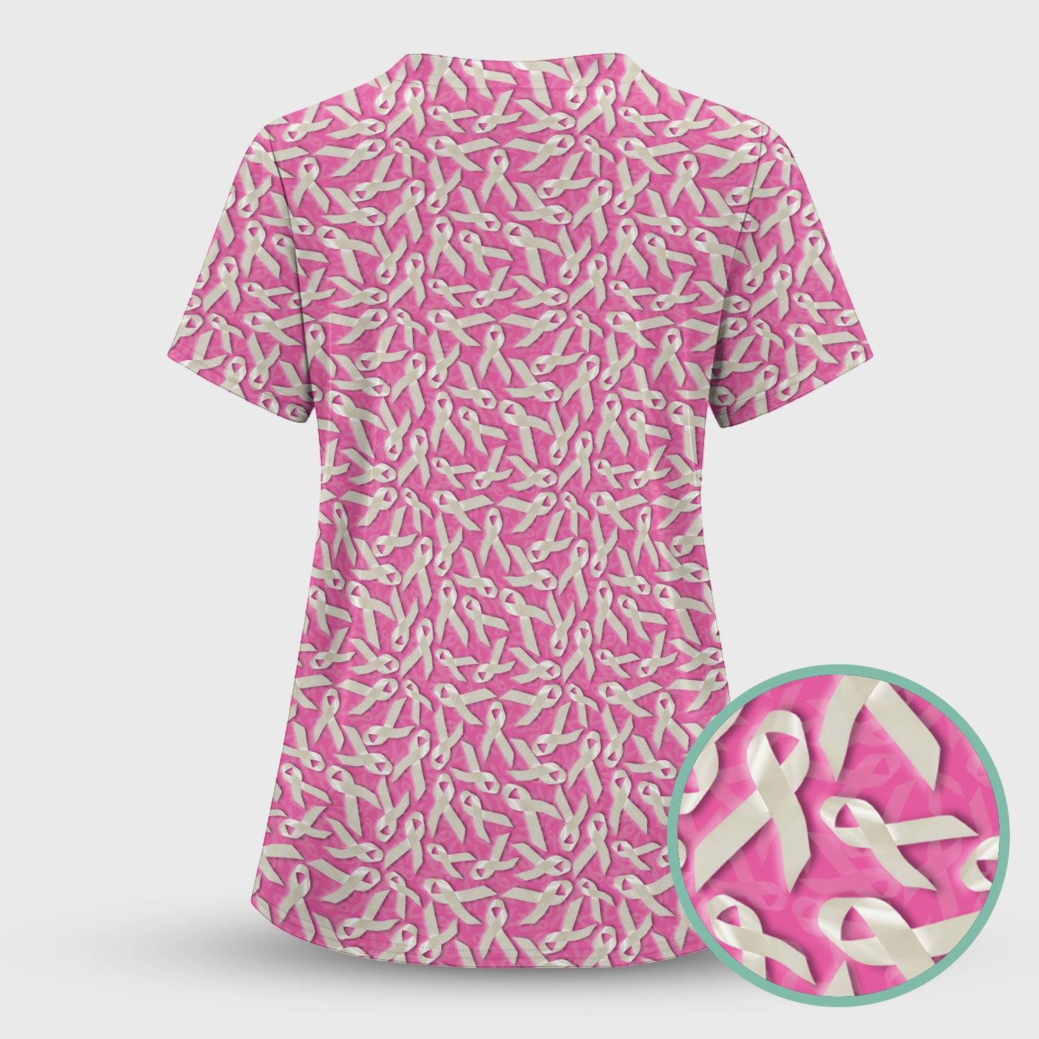 Lung Cancer Awareness Scrub Top - White Ribbon Support Nurse Shirt - Gift for Survivors Fighters Families & Caregivers