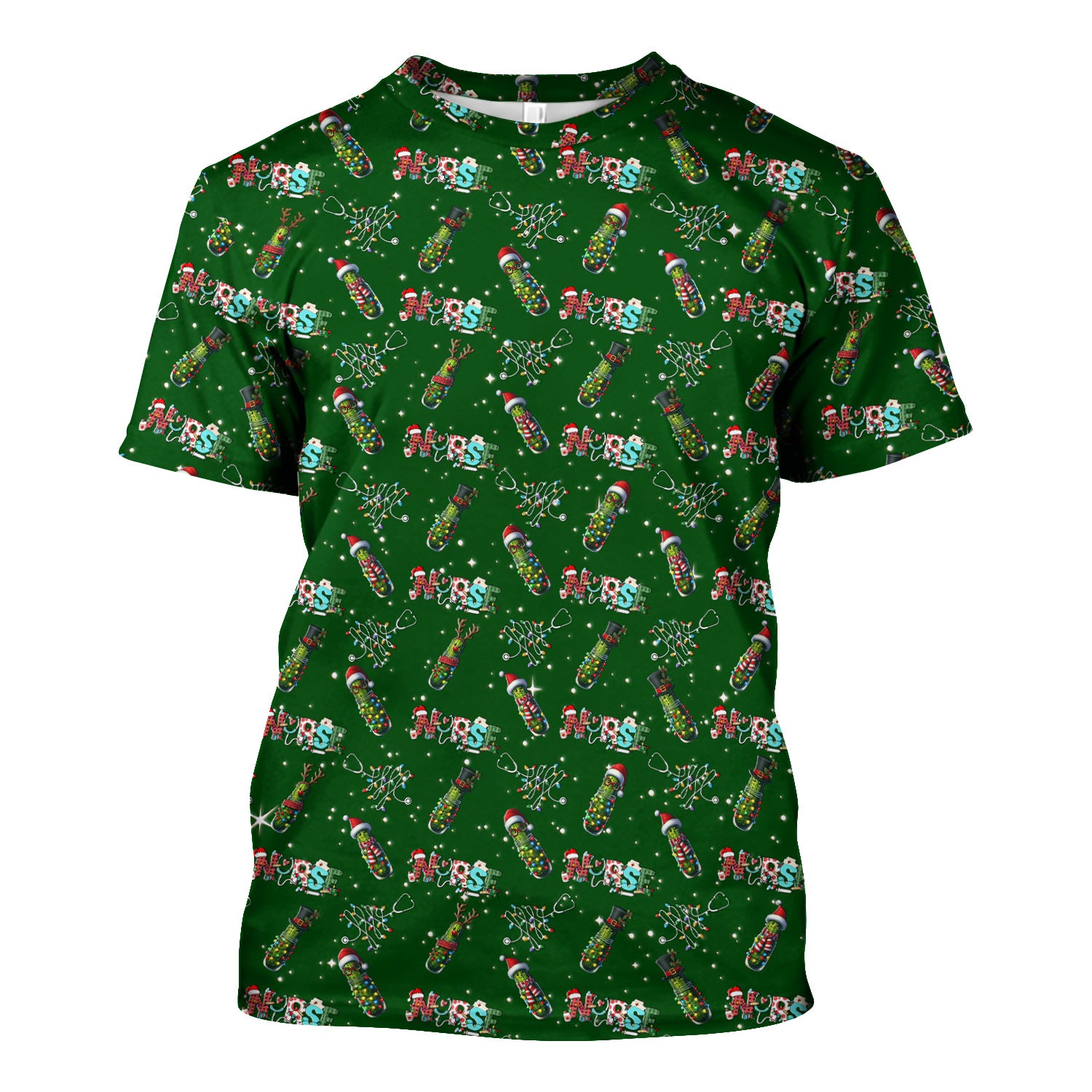 Christmas Pickle Scrub Top - Funny Holiday Medical Uniform - Gift for Nurse RN CNA LPN LVN EN