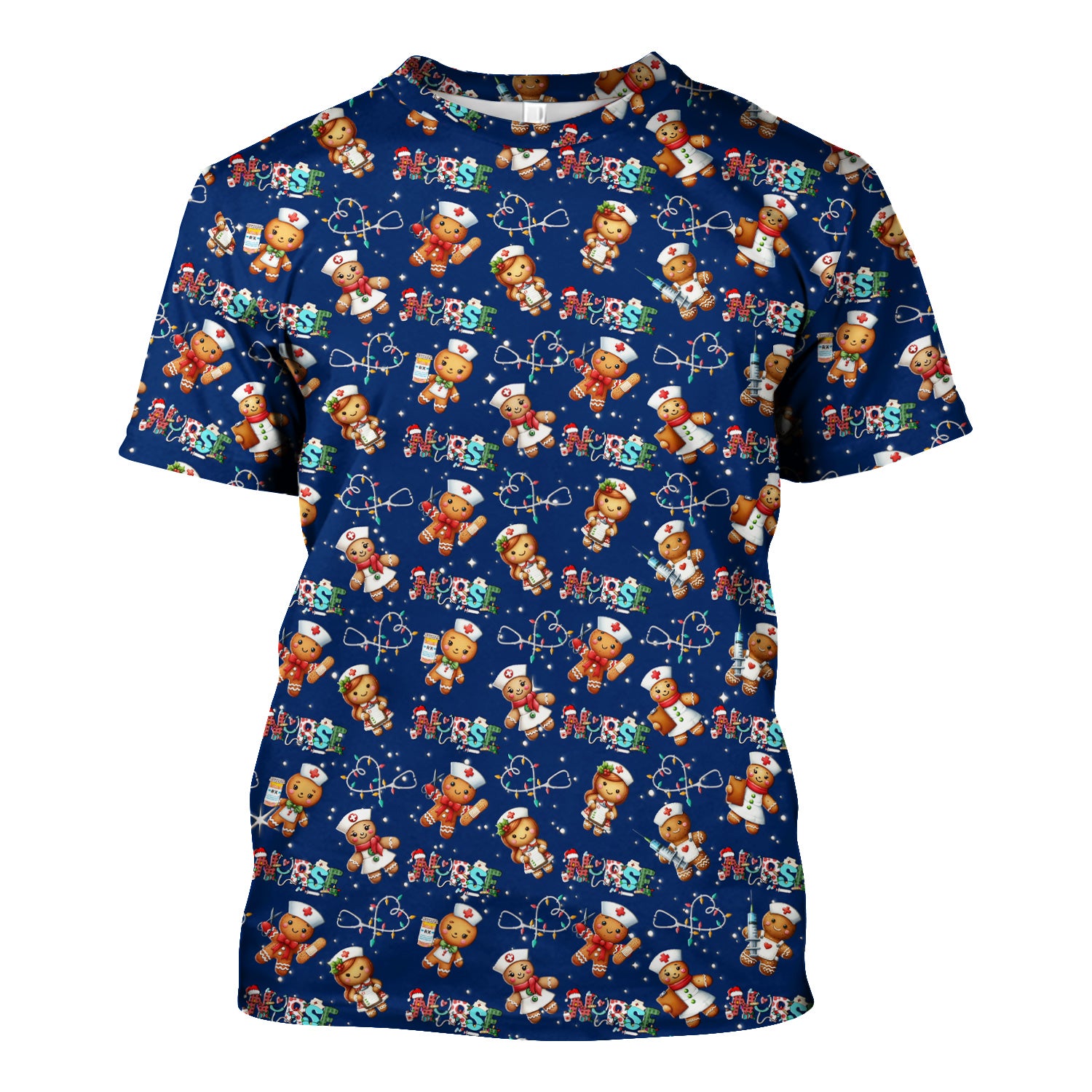 Christmas Gingerbread Nurse Scrub Top - Cute Holiday Medical Uniform for Women - Gift for RN CNA LPN LVN EN