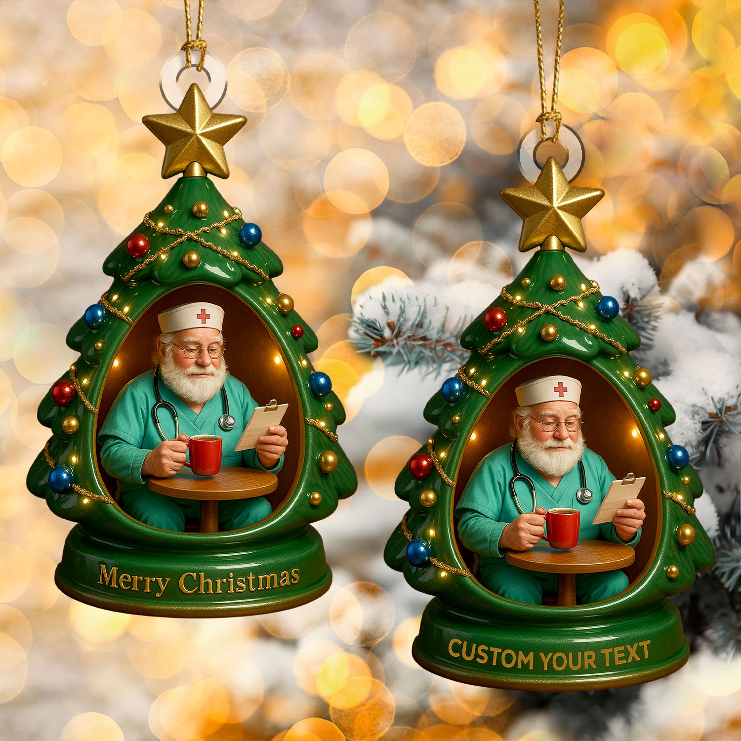 Personalized Nurse Christmas Tree Ornament, Custom Name Doctor Ornament, Xmas Medical Santa Nursing Decor