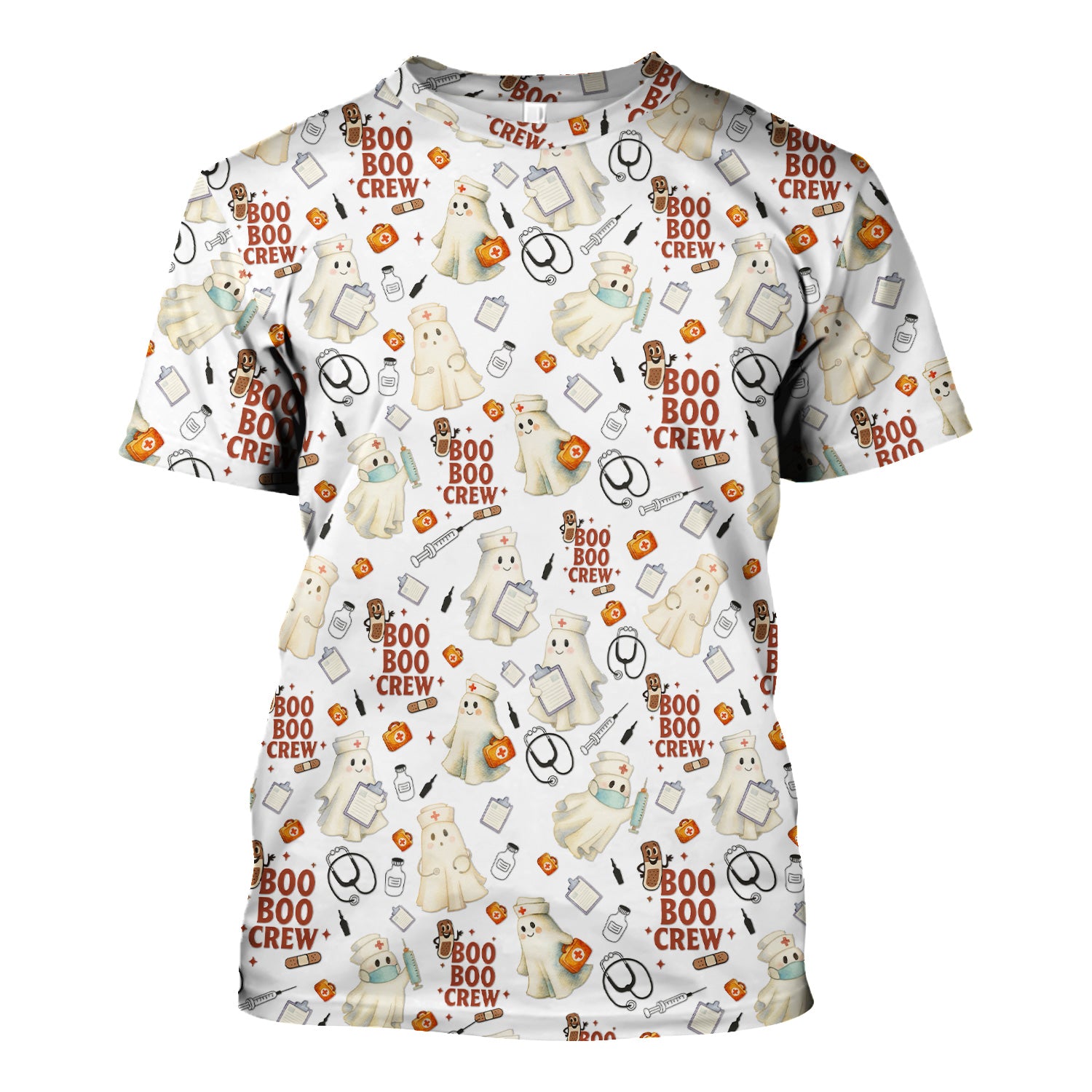 Cute Halloween Nurse Scrub Boo Boo Crew - Funny Ghost Medical Top for Women - Gift for RN LPN CNA