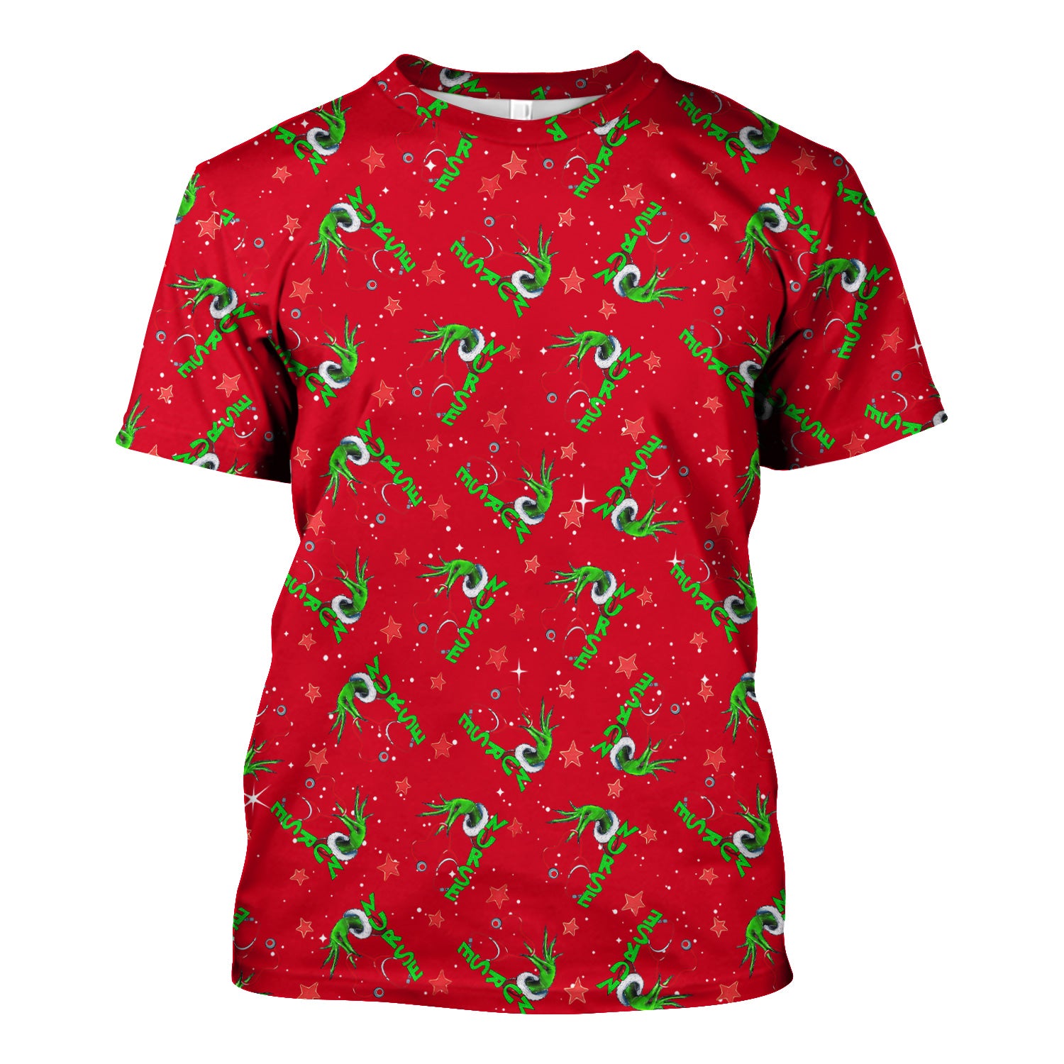 Grinch Nurse Scrub Top - Festive Holiday Uniform for Women - RN LPN CNA Nursing Gift