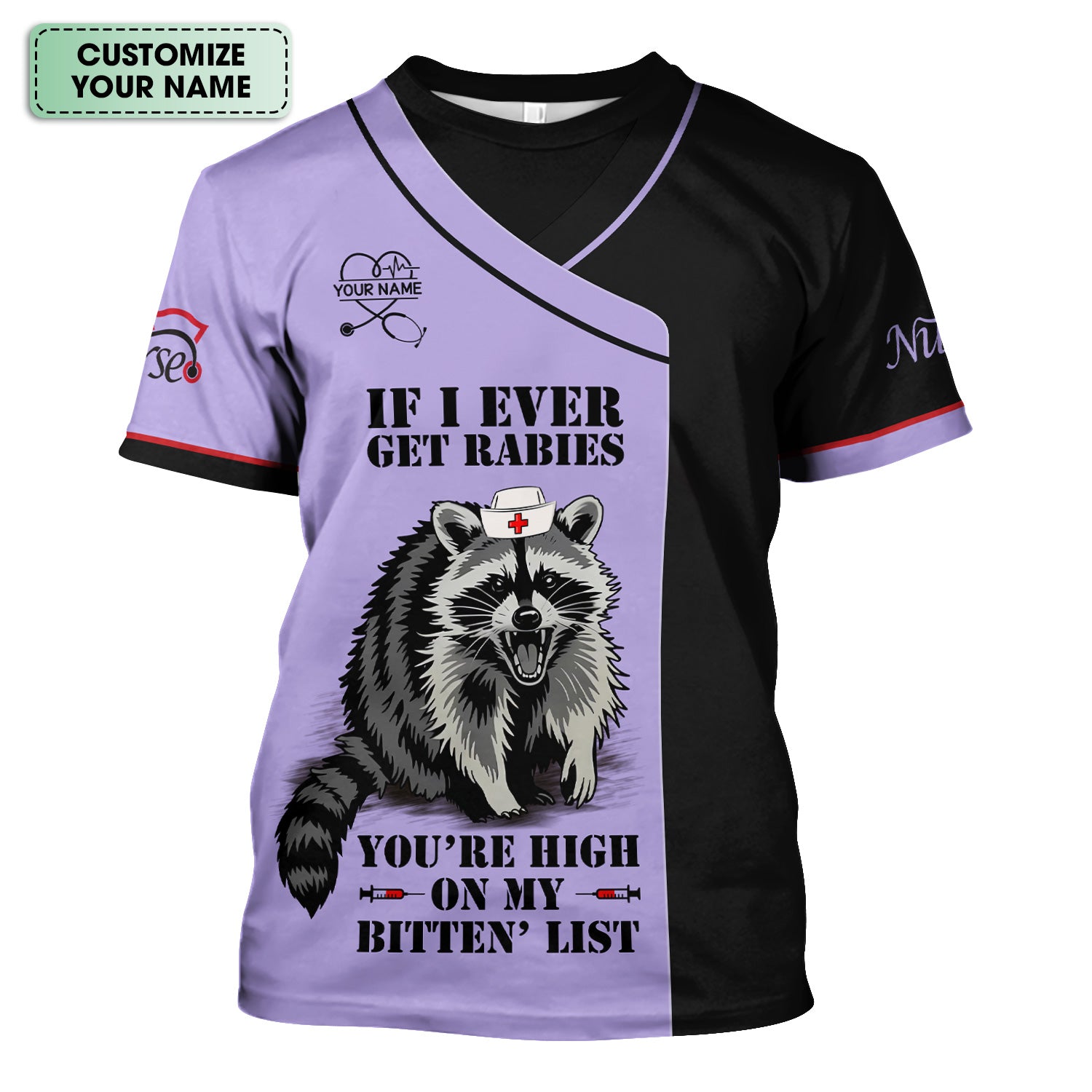 Custom Funny Nurse Scrub Top - You're High On My Bitten List - Multiple Color Options Gift for RN LPN CNA