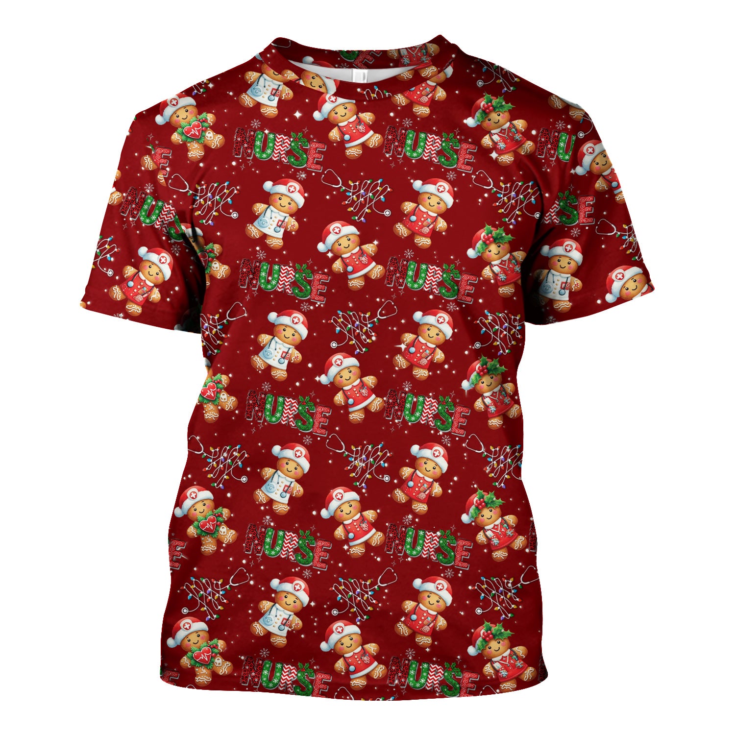 Christmas Nurse Scrub Top - Funny Gingerbread Holiday Medical Uniform - Gift for Nurse RN CNA LPN