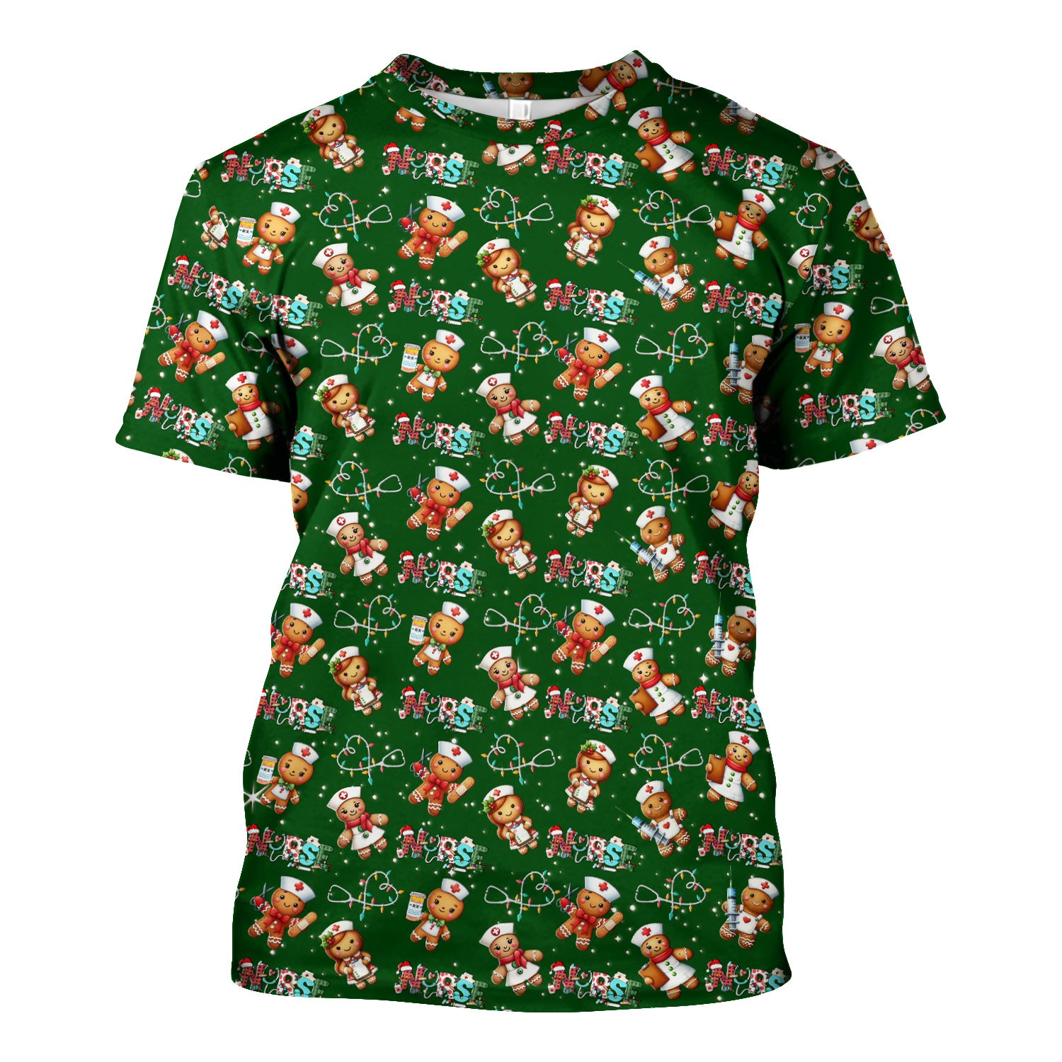 Christmas Gingerbread Nurse Scrub Top - Cute Holiday Medical Uniform for Women - Gift for RN CNA LPN LVN EN