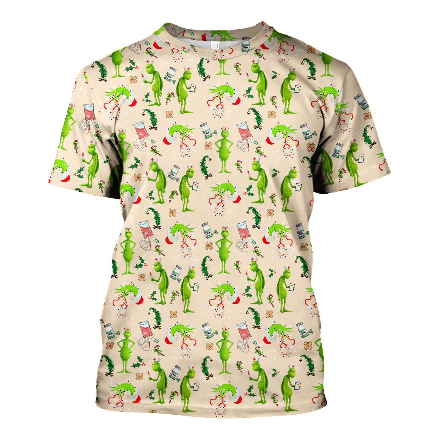 Cute Grinch Scrub Top for Nurse - Christmas Holiday Medical Shirt - Gift for CNA RN LPN Healthcare Workers
