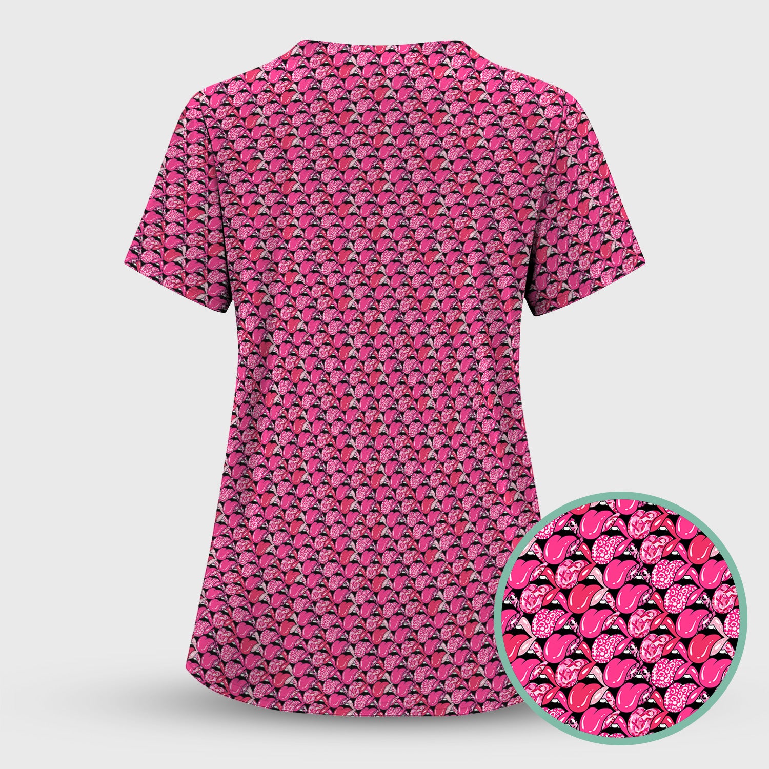 Pink Ribbon Nurse Scrub Top - Breast Cancer Awareness Medical Uniform - RN CNA LPN Gift