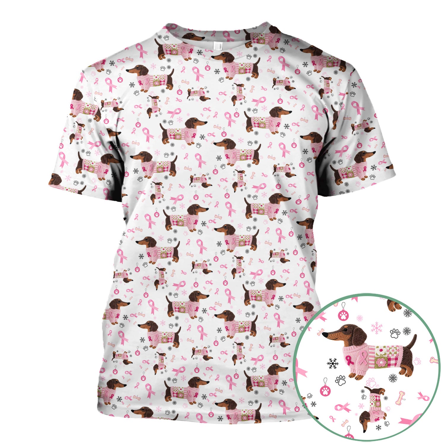 Dachshund Breast Cancer Awareness Scrub - Puppy Dog Pink Ribbon Nurse Shirt - Wiener Support Fight Cancer Gift