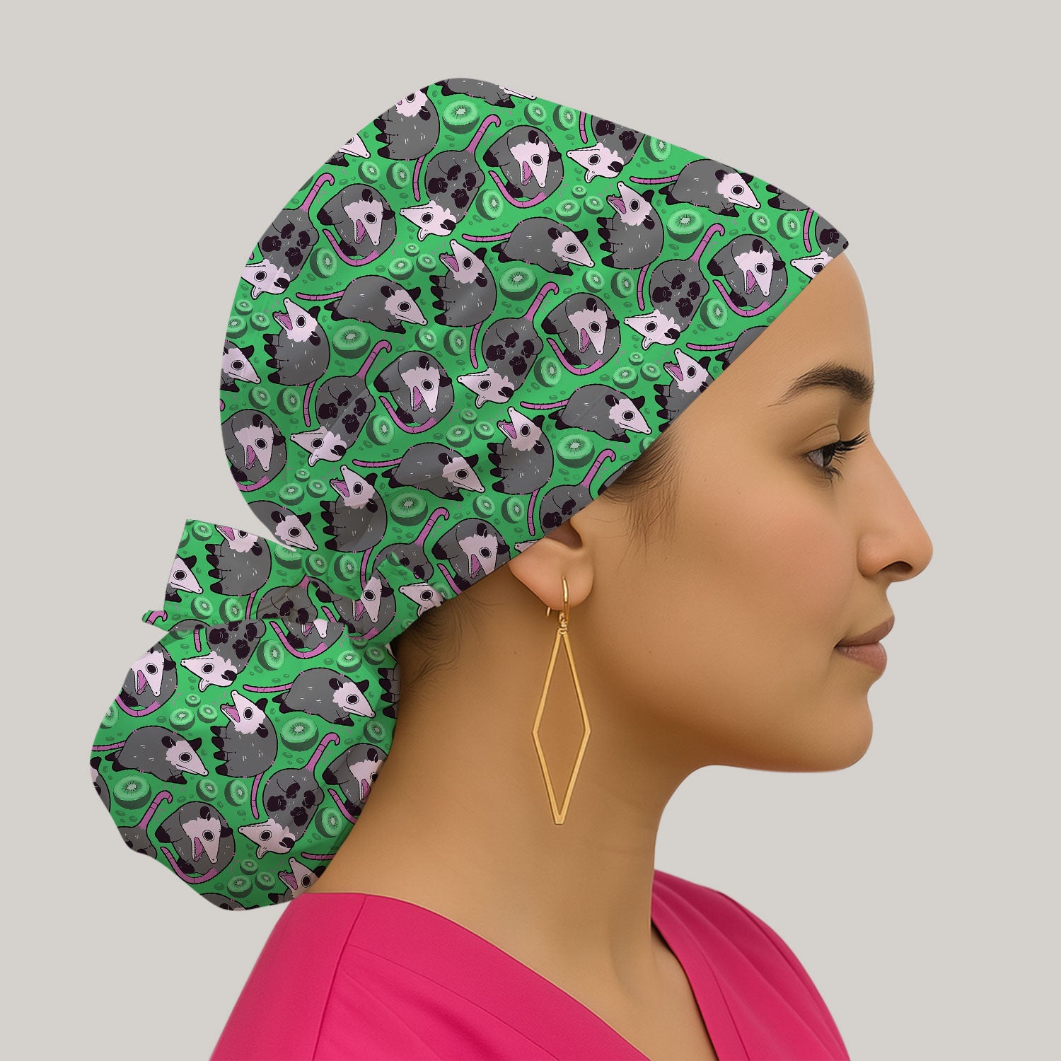 Funny Opossum Kiwi Pattern Scrub Cap, Surgical Caps for Doctors