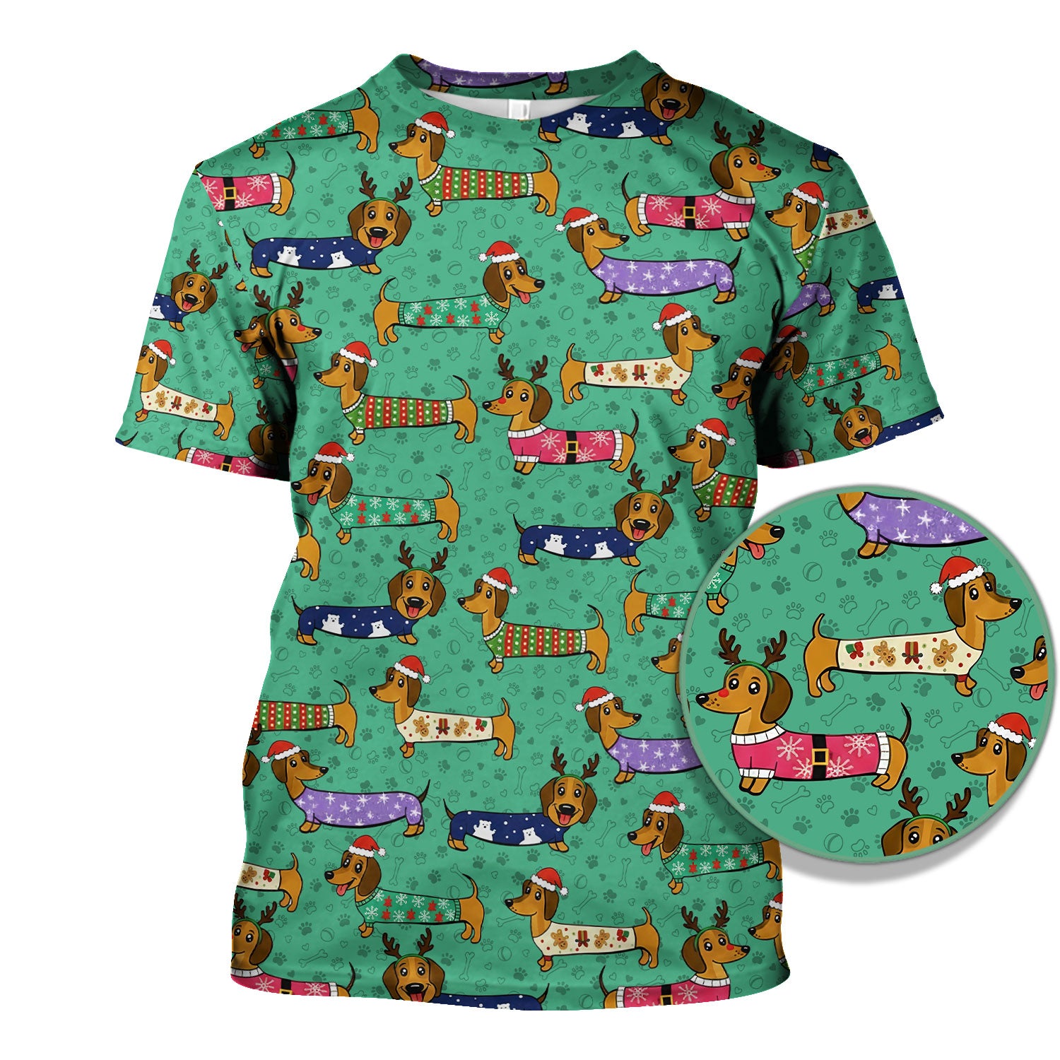 Christmas Dachshund Scrub Top for Women - Cute Dog Nursing Uniform with Pockets - Holiday Reindeer Wiener Dog Shirt - Funny Vet Tech Workwear