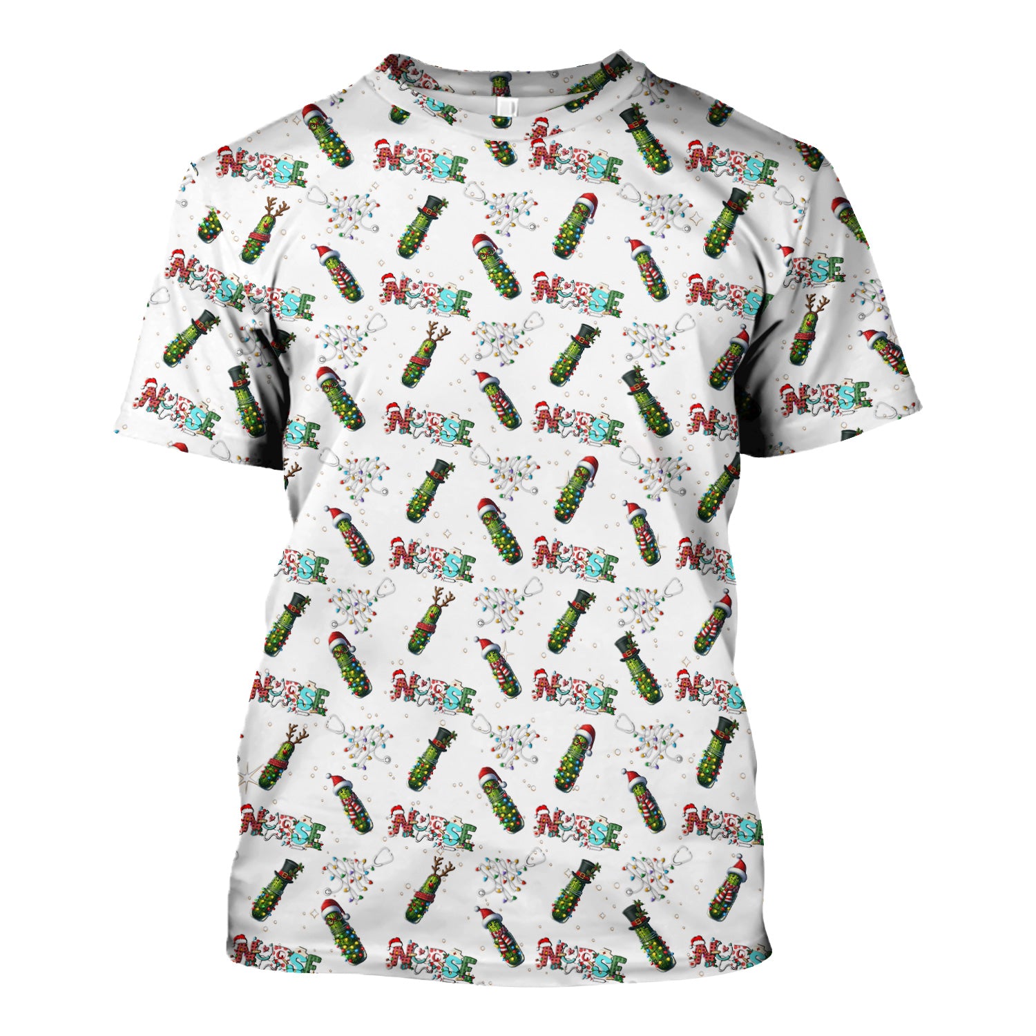 Funny Christmas Pickle Scrubs for Women - Festive Holiday Nurse Medical Uniform - Gift for RN CNA LPN LVN EN