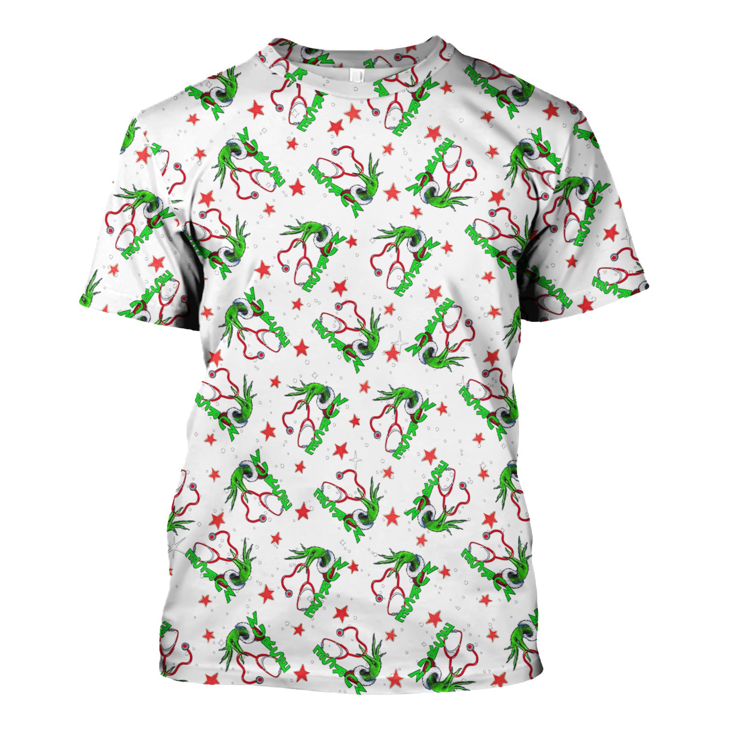 Grinch Nurse Scrub Top - Festive Holiday Uniform for Women - RN LPN CNA Nursing Gift