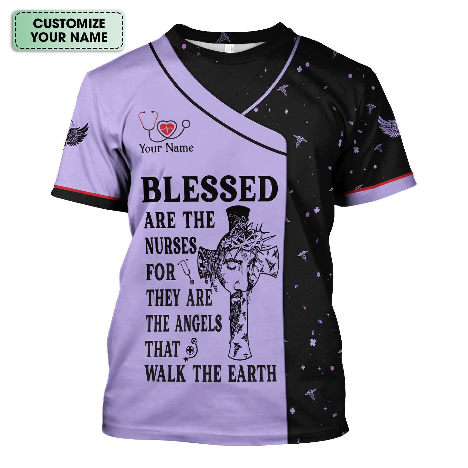 Personalized Christian Nurse Shirt - Blessed Are The Nurses Angel - Gift for Women RN LPN & Healthcare Workers
